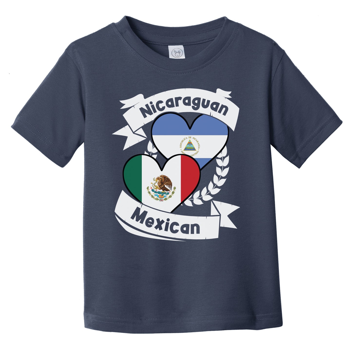 Nicaraguan Mexican Heart Flags Nicaragua Mexico Infant Toddler T-Shirt