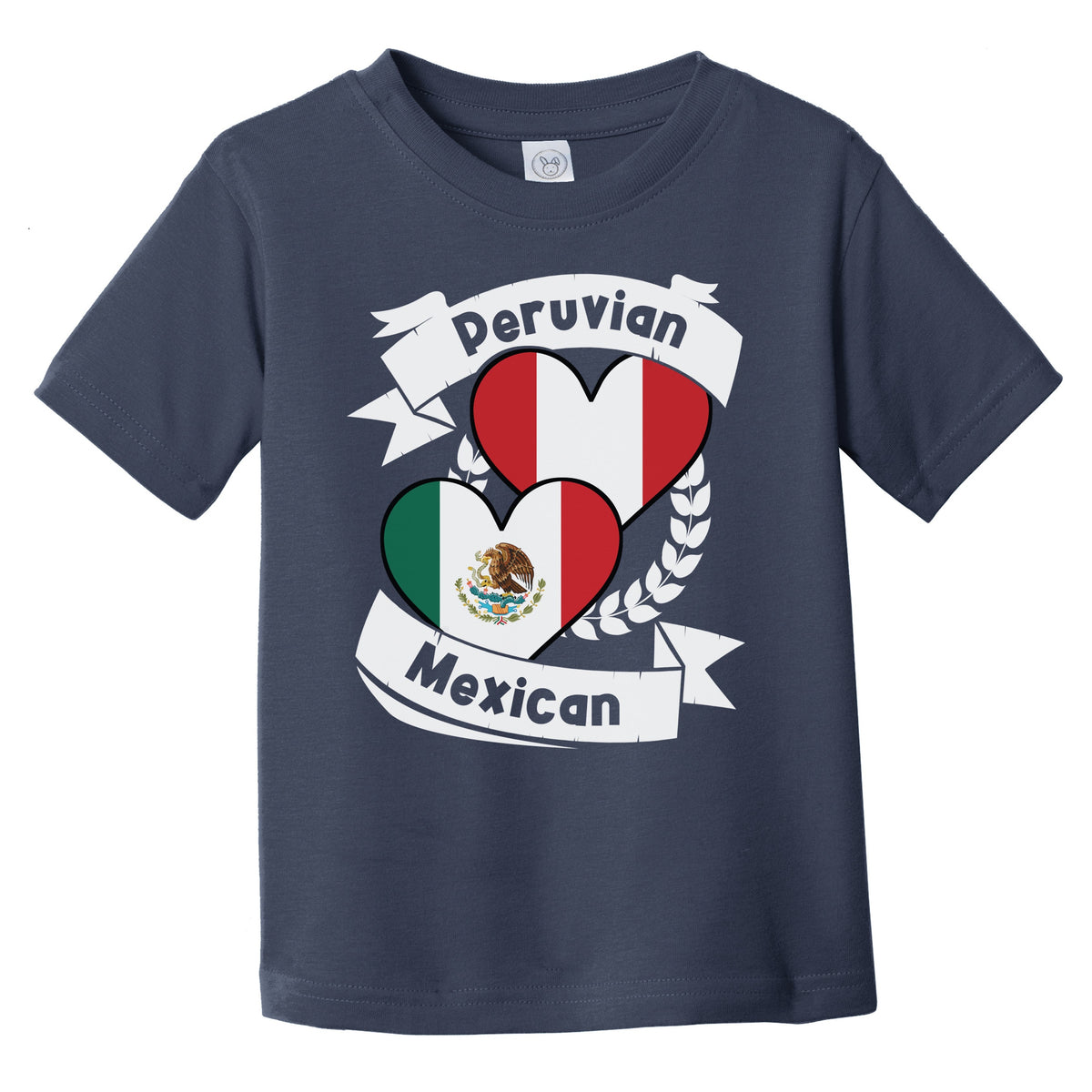 Peruvian Mexican Heart Flags Peru Mexico Infant Toddler T-Shirt