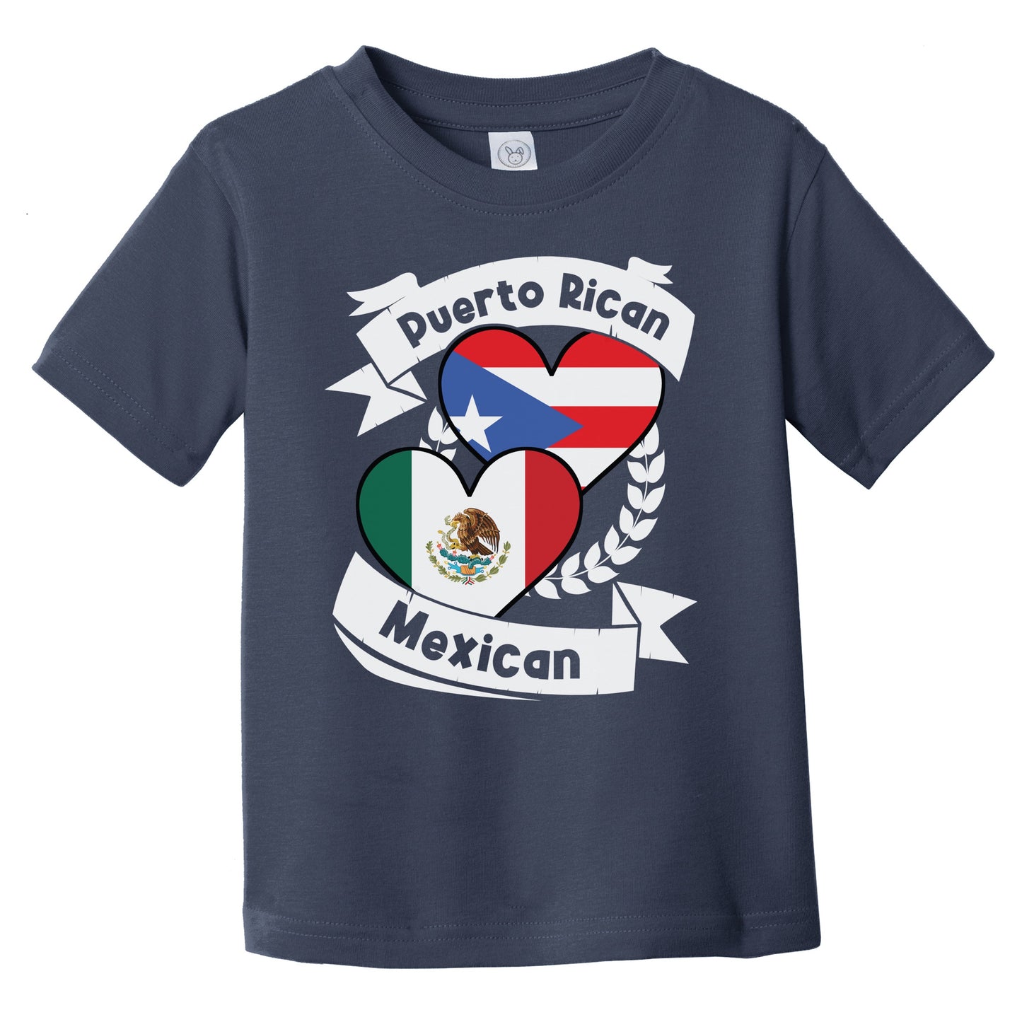 Puerto Rican Mexican Heart Flags Puerto Rico Mexico Infant Toddler T-Shirt