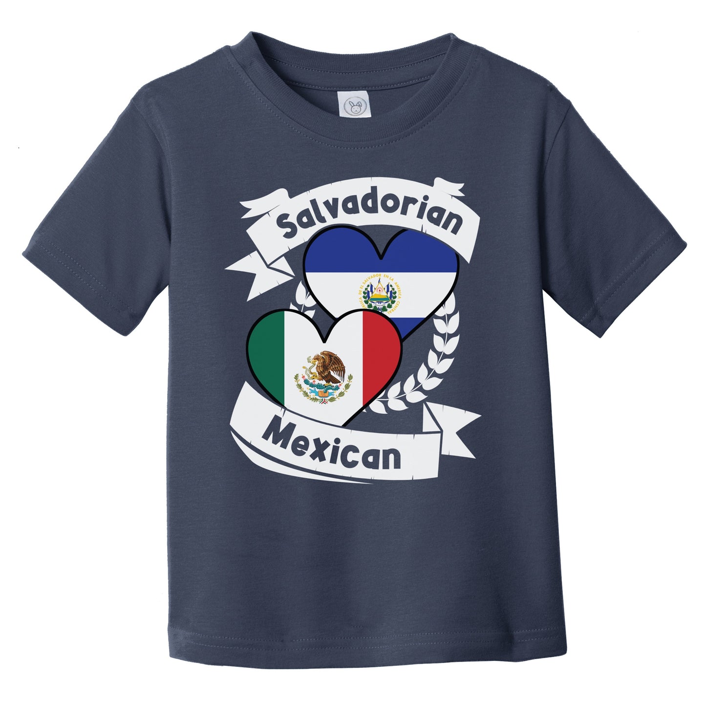 Salvadorian Mexican Heart Flags El Salvador Mexico Infant Toddler T-Shirt