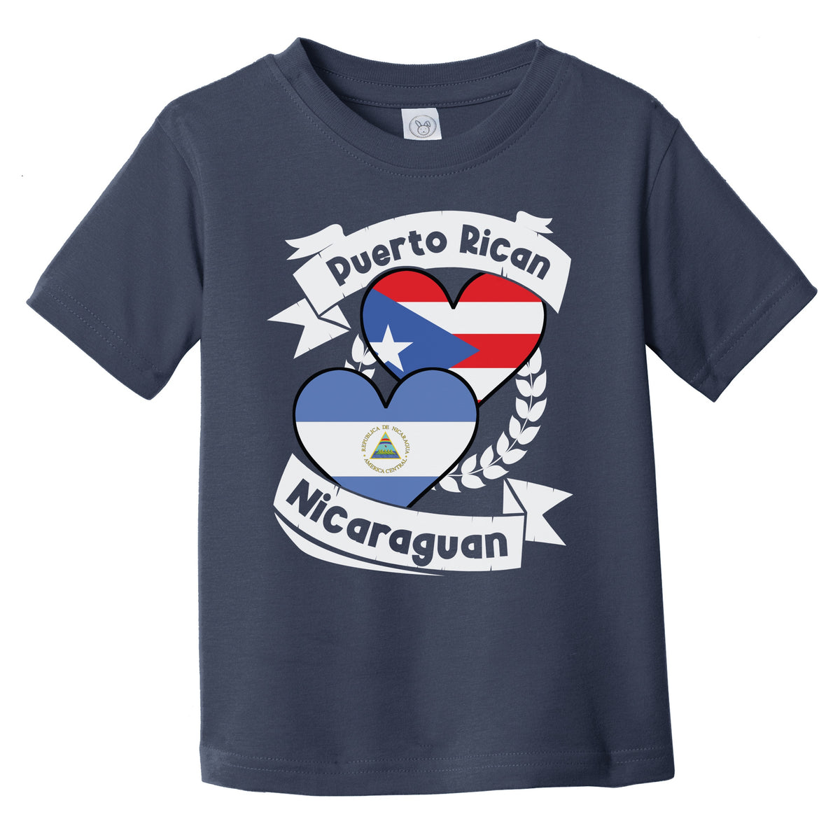 Puerto Rican Nicaraguan Heart Flags Puerto Rico Nicaragua Infant Toddler T-Shirt