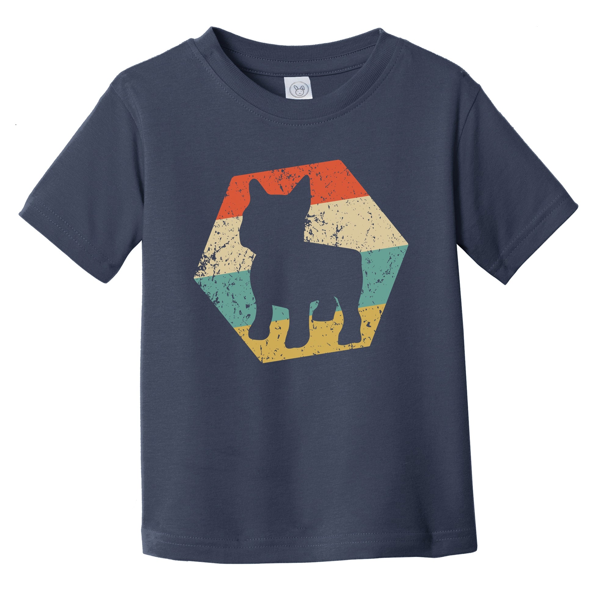 French Bulldog Dog Breed Retro Distressed Hexagon Infant Toddler T-Shirt