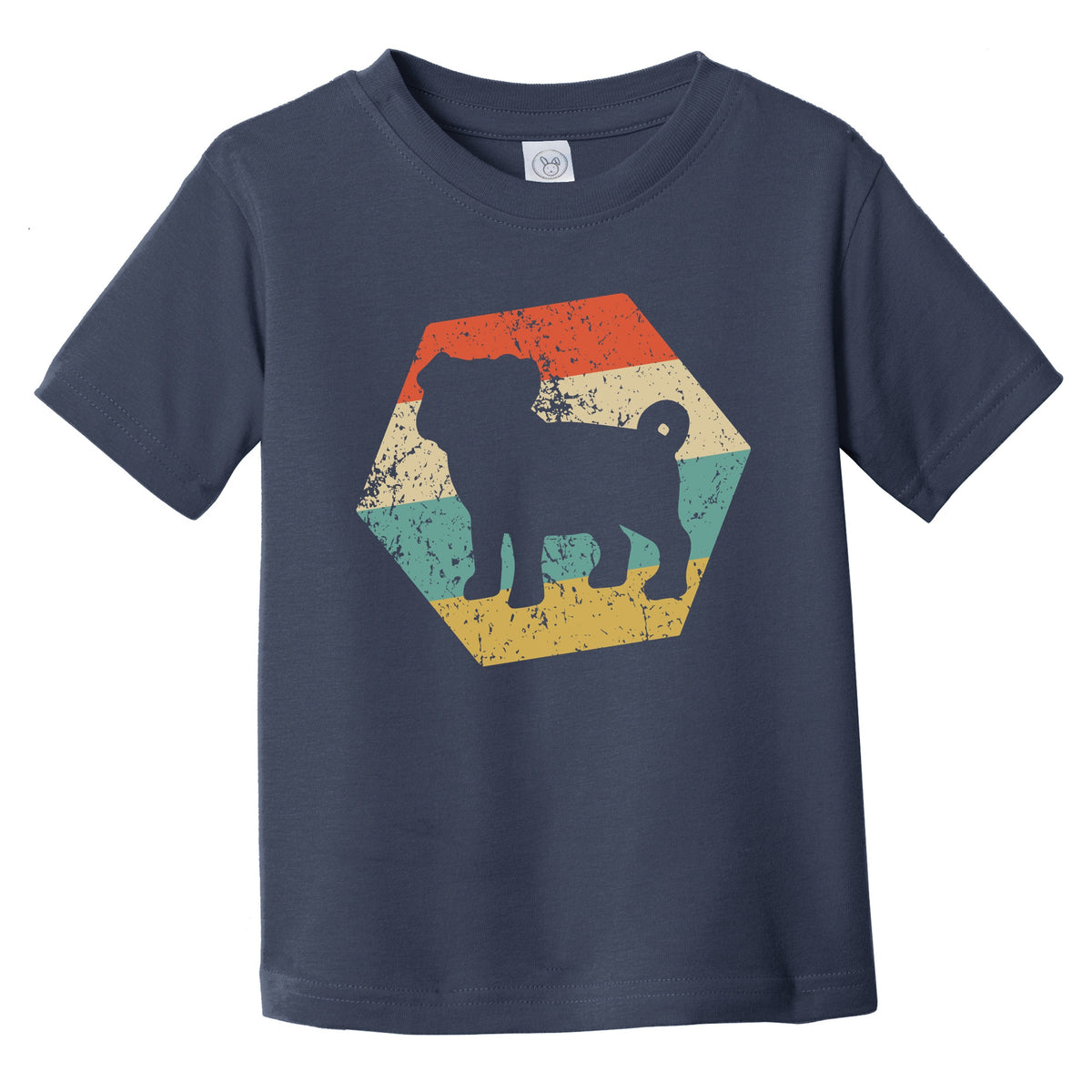 Pug Dog Breed Retro Distressed Hexagon Infant Toddler T-Shirt