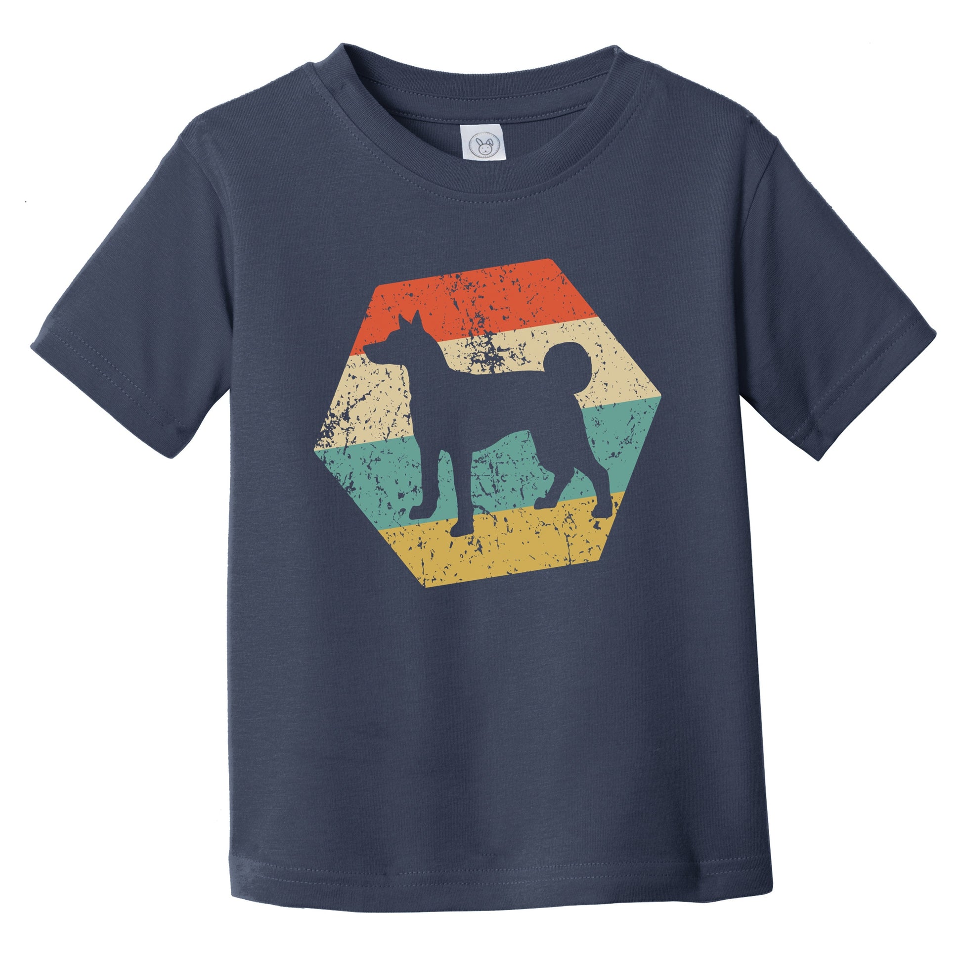 Basenji Dog Breed Retro Distressed Hexagon Infant Toddler T-Shirt