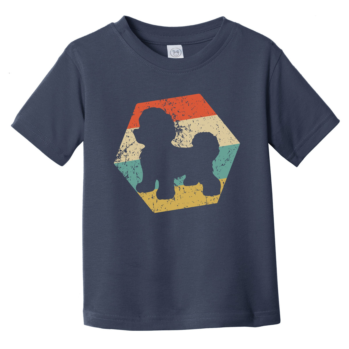 Bichon Frise Dog Breed Retro Distressed Hexagon Infant Toddler T-Shirt