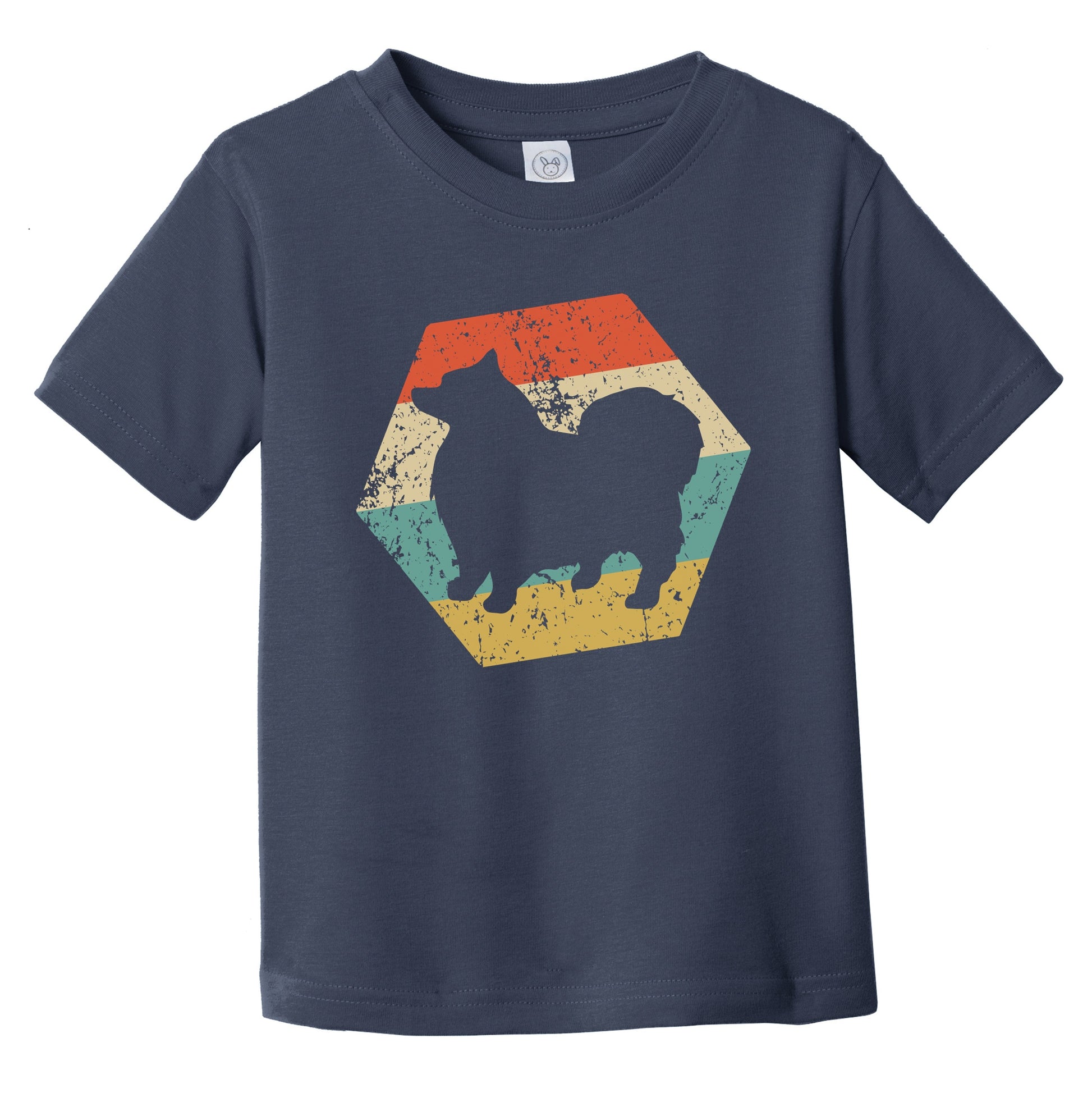 Keeshond Dog Breed Retro Distressed Hexagon Infant Toddler T-Shirt