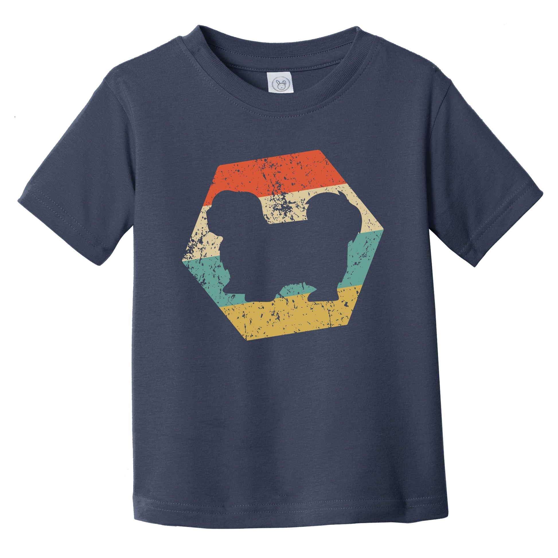 Lhasa Apso Dog Breed Retro Distressed Hexagon Infant Toddler T-Shirt