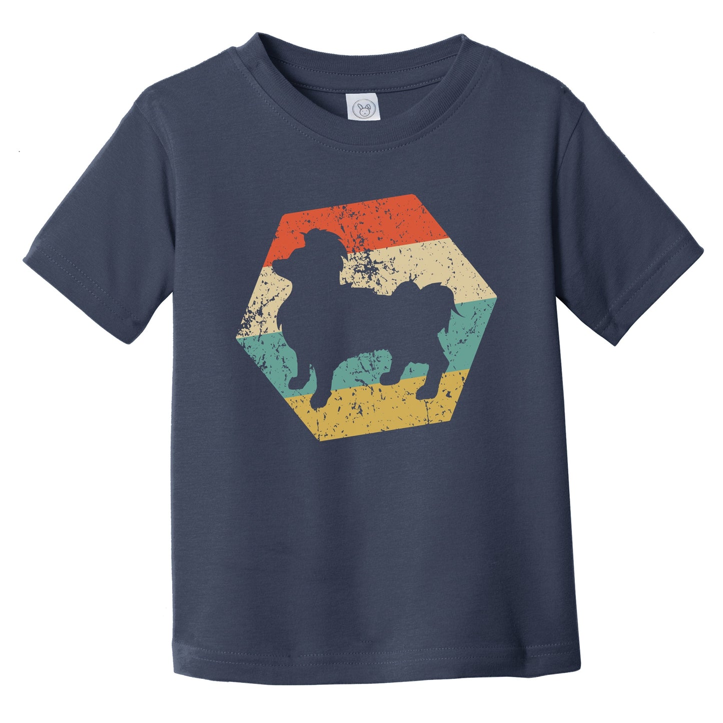 Papillon Dog Breed Retro Distressed Hexagon Infant Toddler T-Shirt