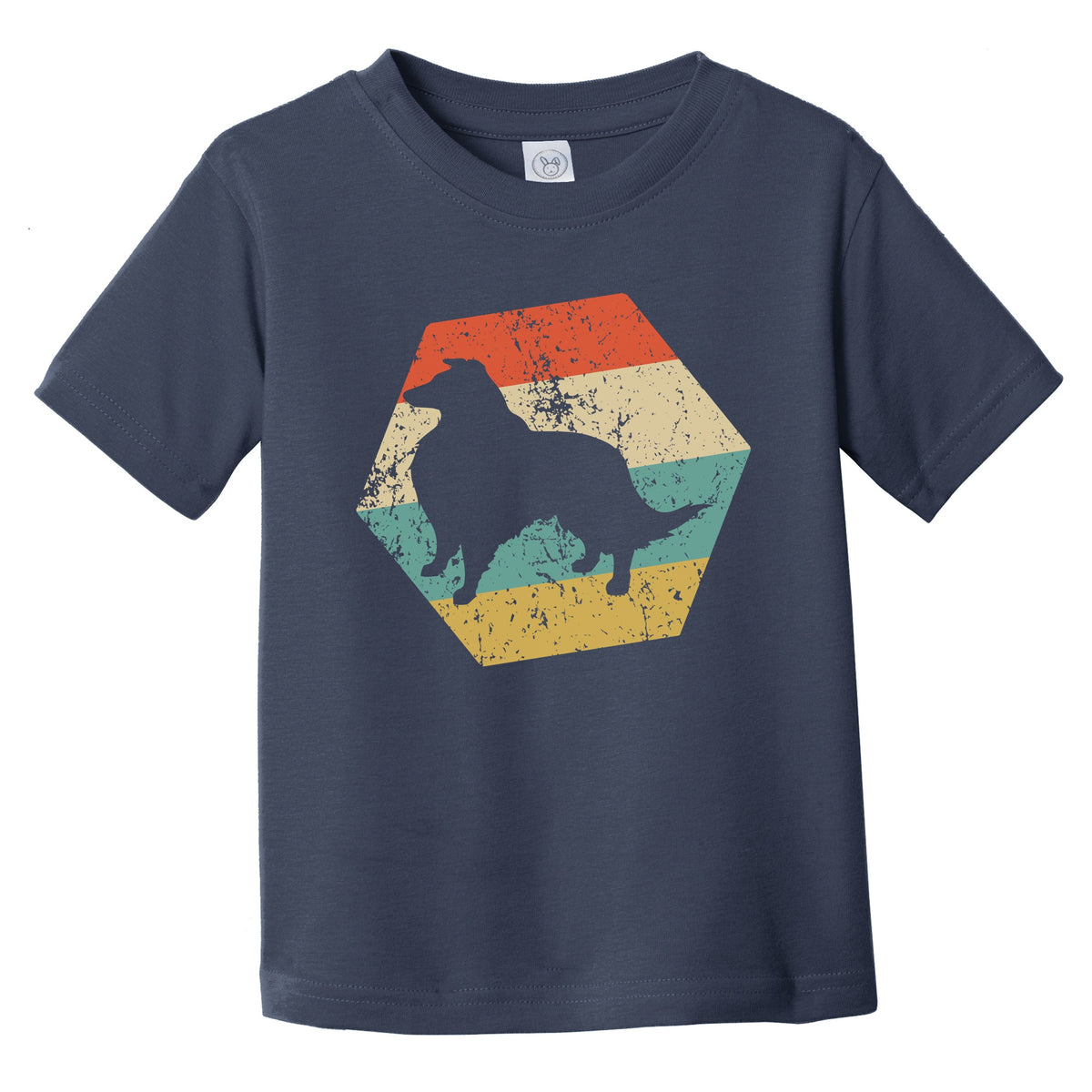 Shetland Sheepdog Dog Breed Retro Distressed Hexagon Infant Toddler T-Shirt
