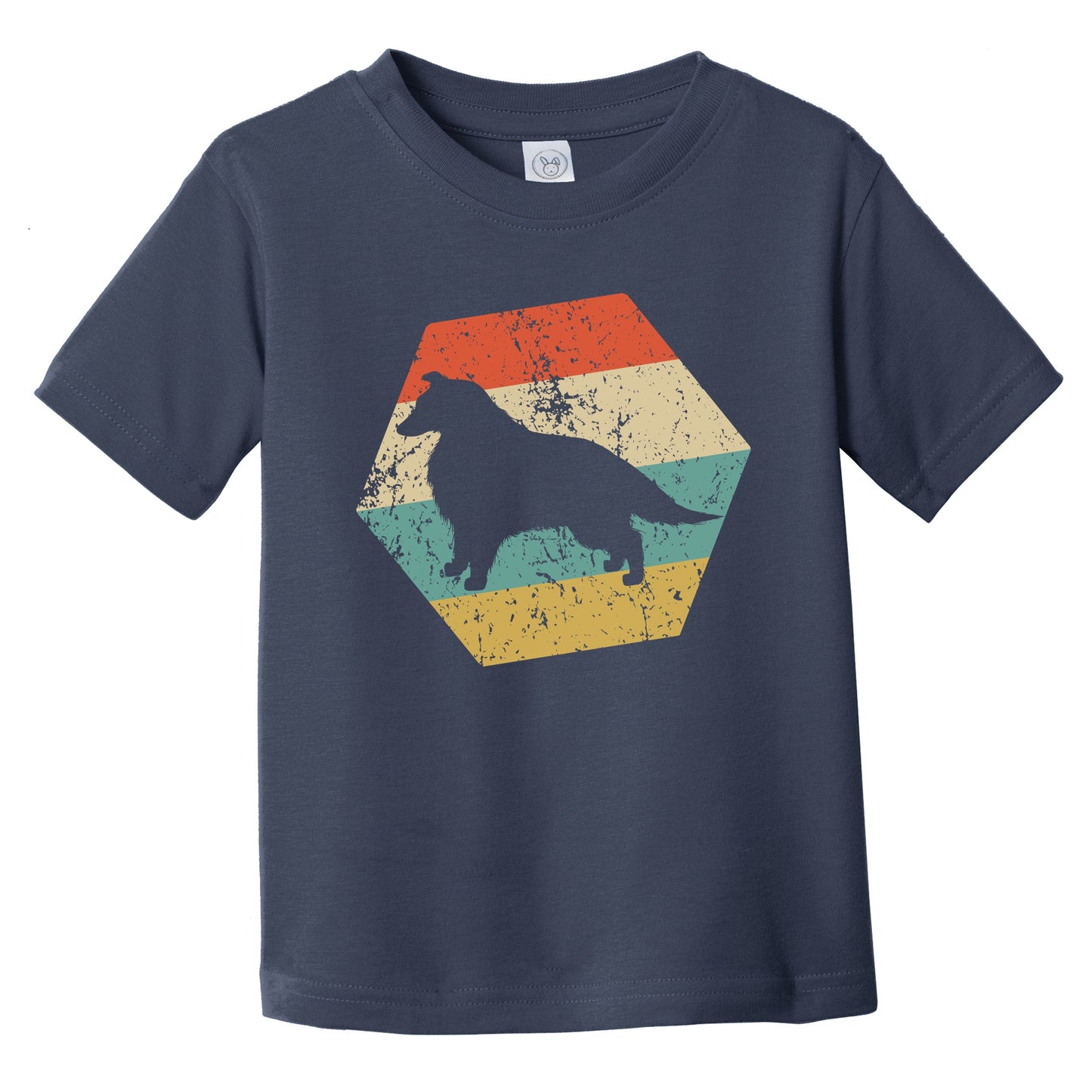 Collie Dog Breed Retro Distressed Hexagon Infant Toddler T-Shirt