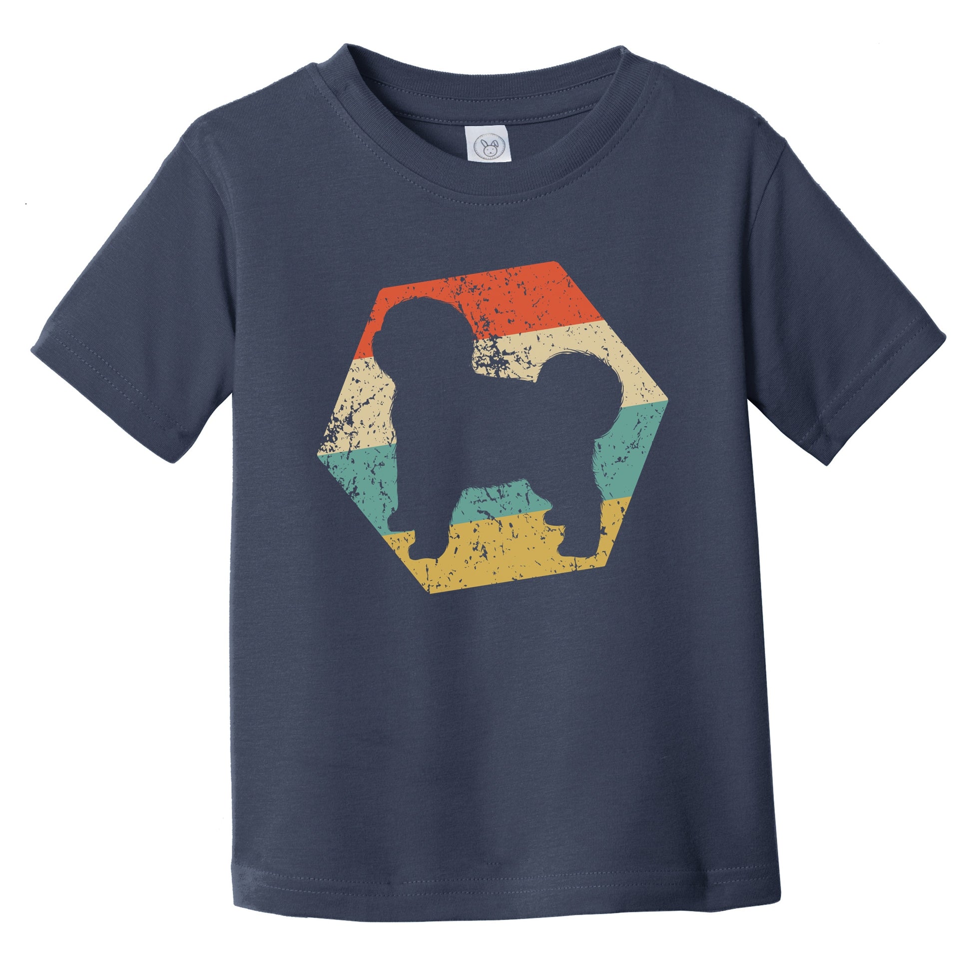 Old English Sheepdog Dog Breed Retro Distressed Hexagon Infant Toddler T-Shirt