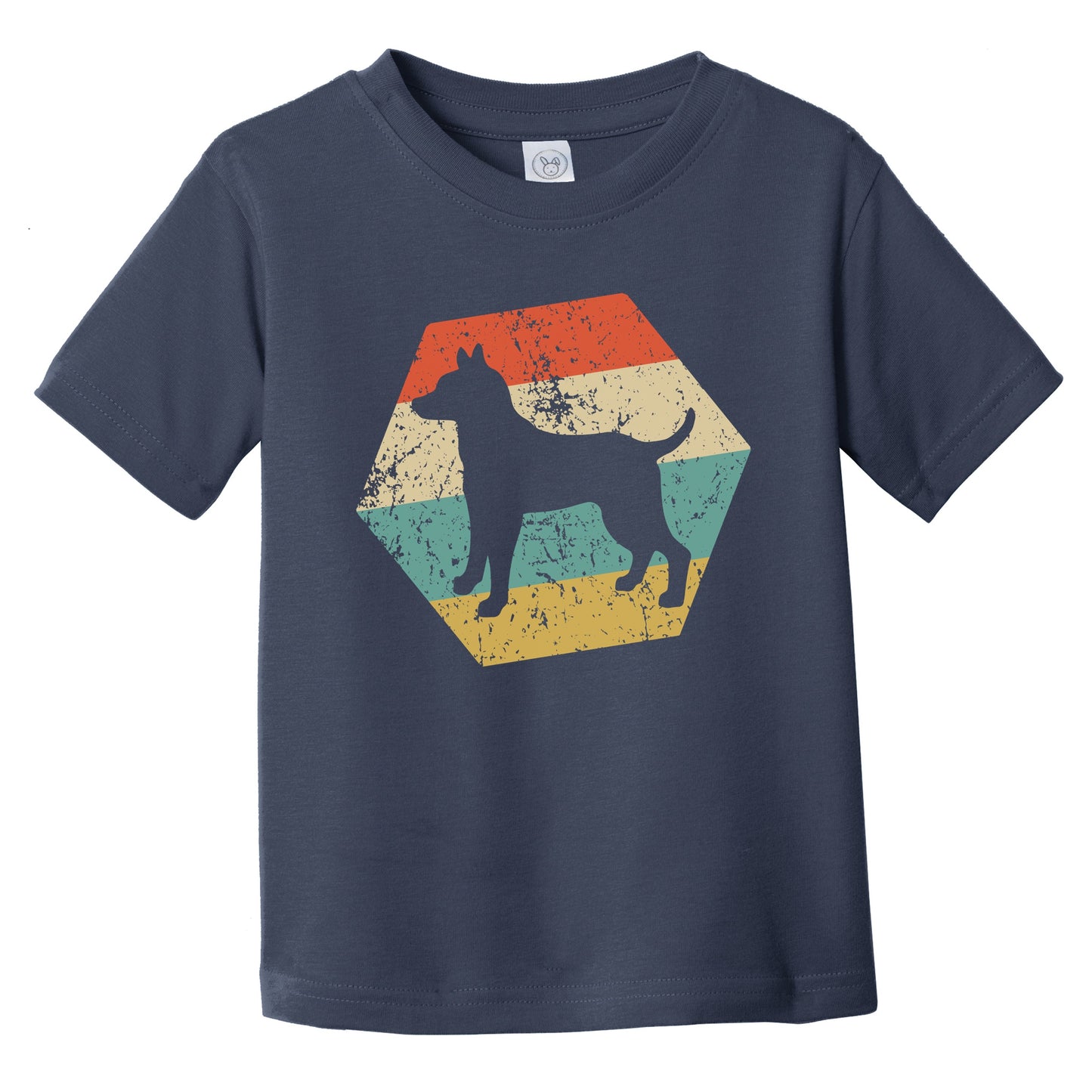 Rat Terrier Dog Breed Retro Distressed Hexagon Infant Toddler T-Shirt