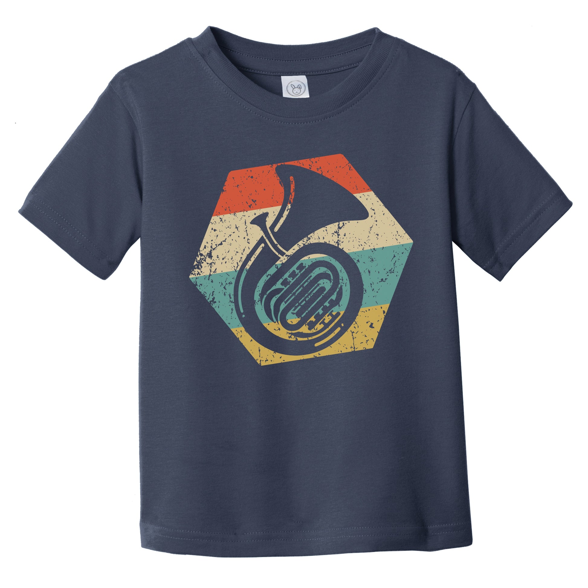 Tuba Retro Distressed Hexagon Musical Instrument Infant Toddler T-Shirt