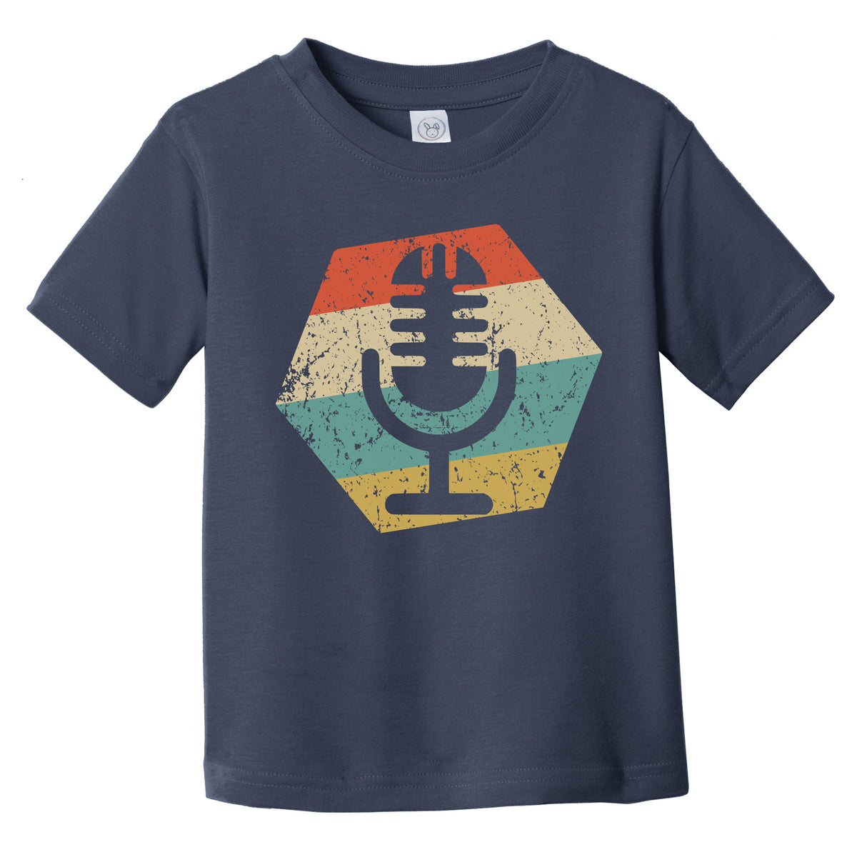 Microphone Retro Distressed Hexagon Podcast Host Infant Toddler T-Shirt