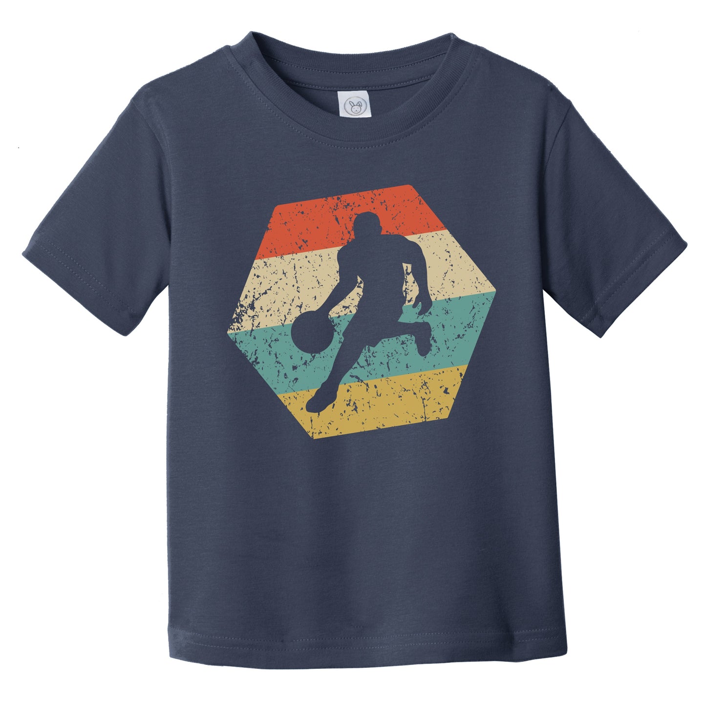 Basketball Player Retro Distressed Hexagon Dribble Infant Toddler T-Shirt