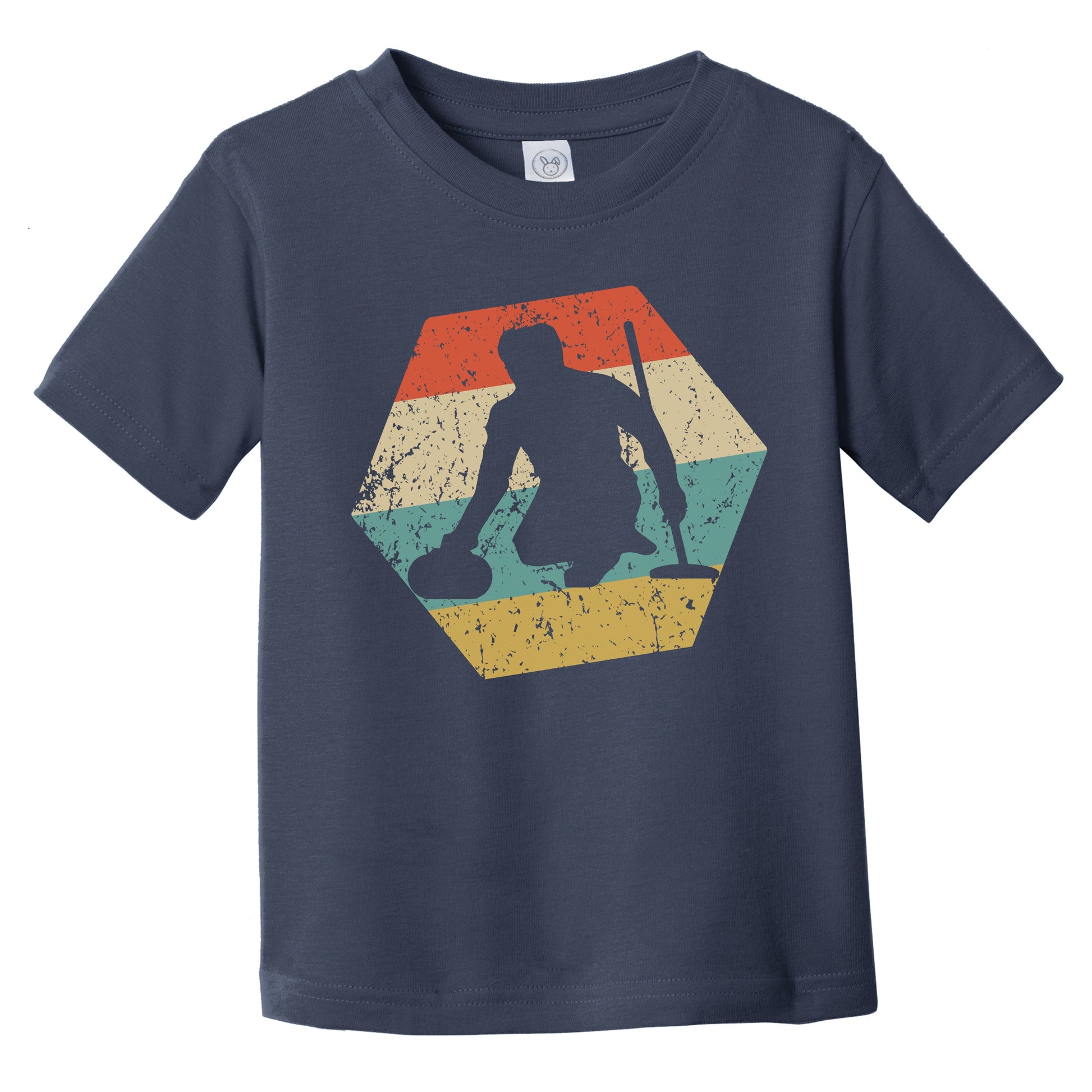 Curling Retro Distressed Hexagon Curler Infant Toddler T-Shirt