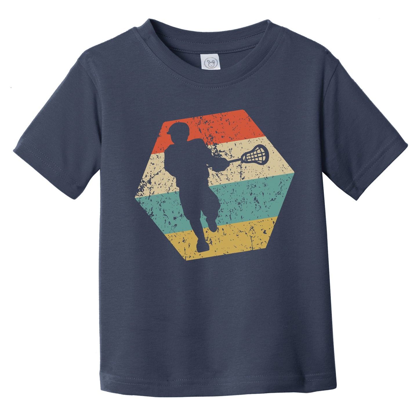 Lacrosse Retro Distressed Hexagon Lacrosse Player Infant Toddler T-Shirt