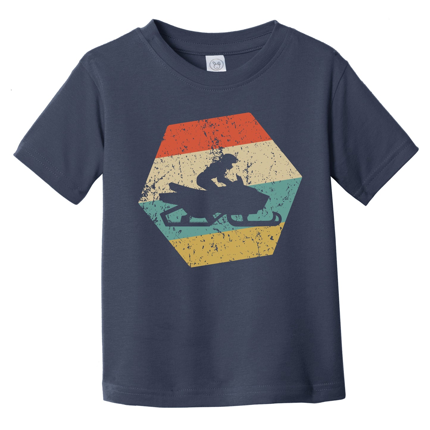 Snowmobile Retro Distressed Hexagon Snowmobiling Infant Toddler T-Shirt