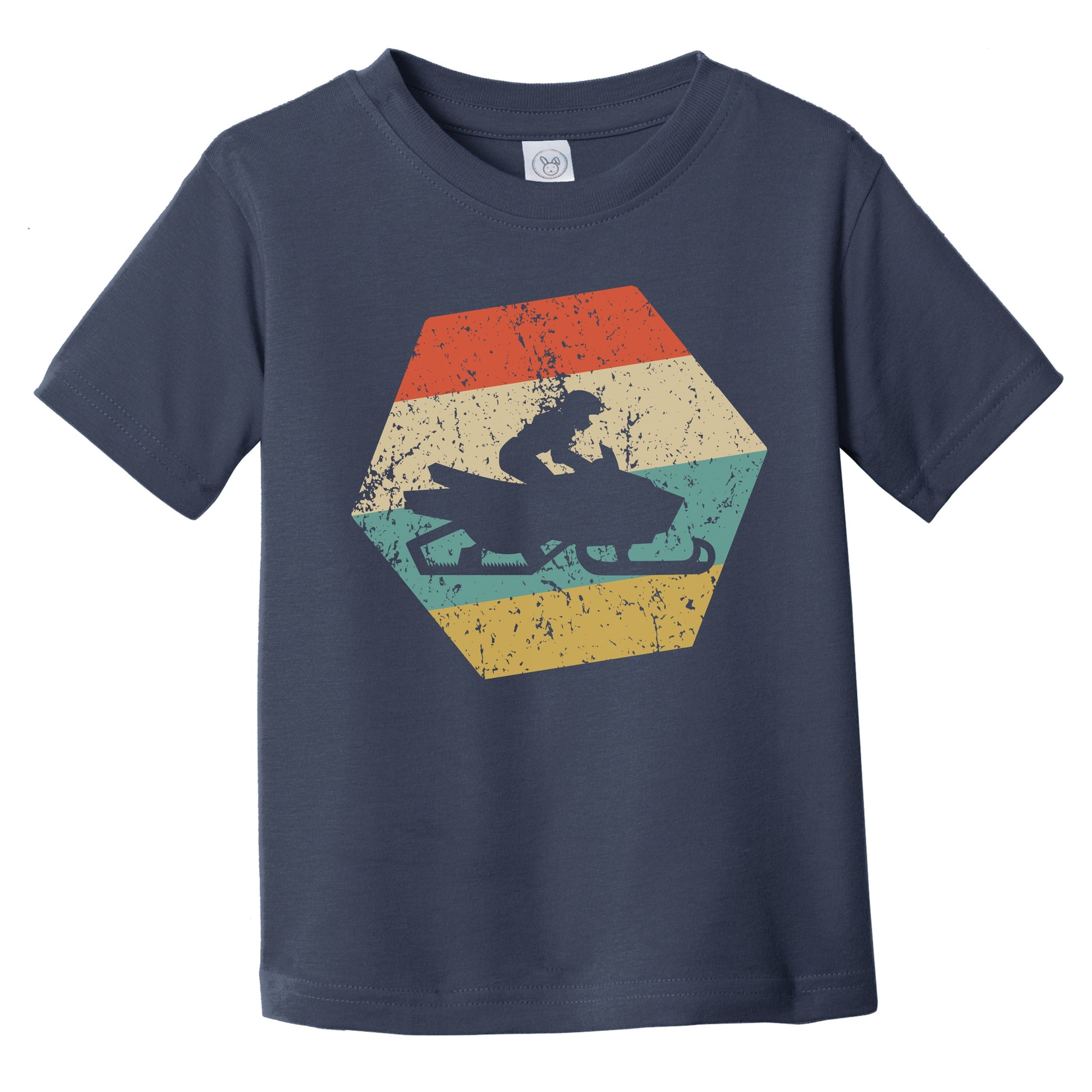 Snowmobile Retro Distressed Hexagon Snowmobiling Infant Toddler T-Shirt