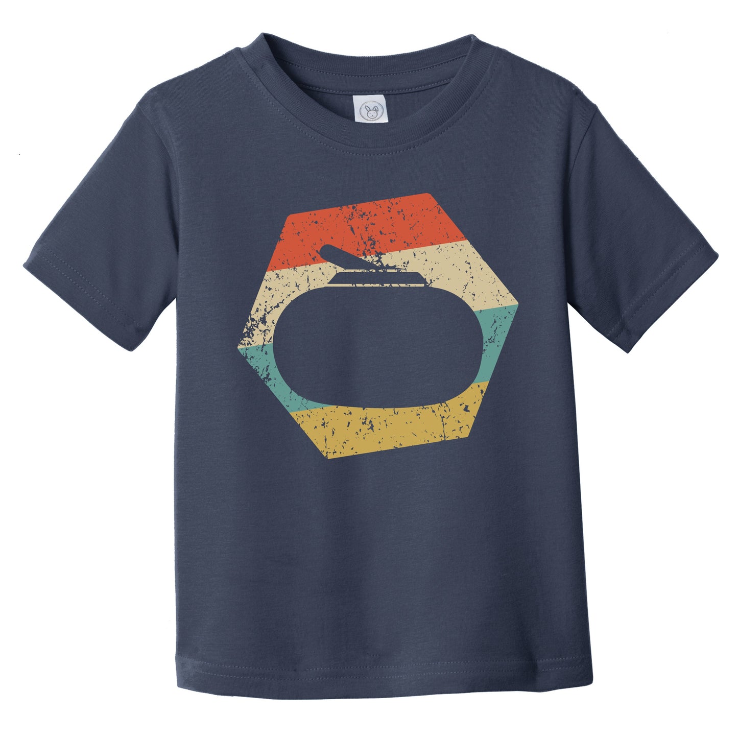 Curling Retro Distressed Hexagon Curling Stone Infant Toddler T-Shirt