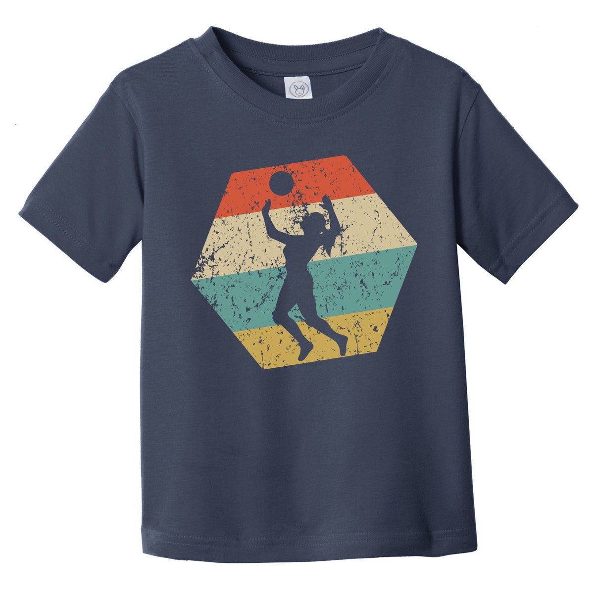 Volleyball Retro Distressed Hexagon Serve Infant Toddler T-Shirt