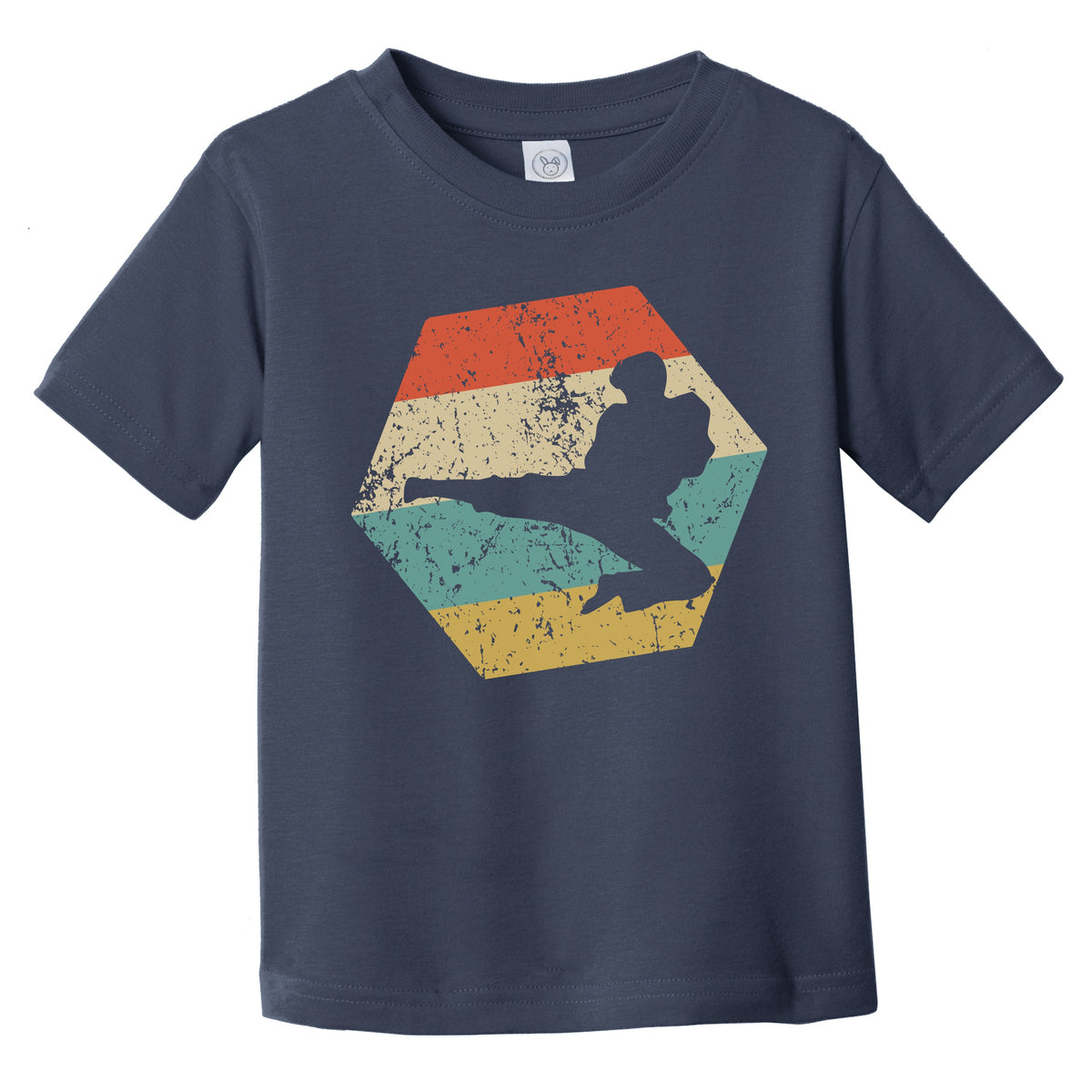 Martial Arts Retro Distressed Hexagon Karate Jump Kick Infant Toddler T-Shirt