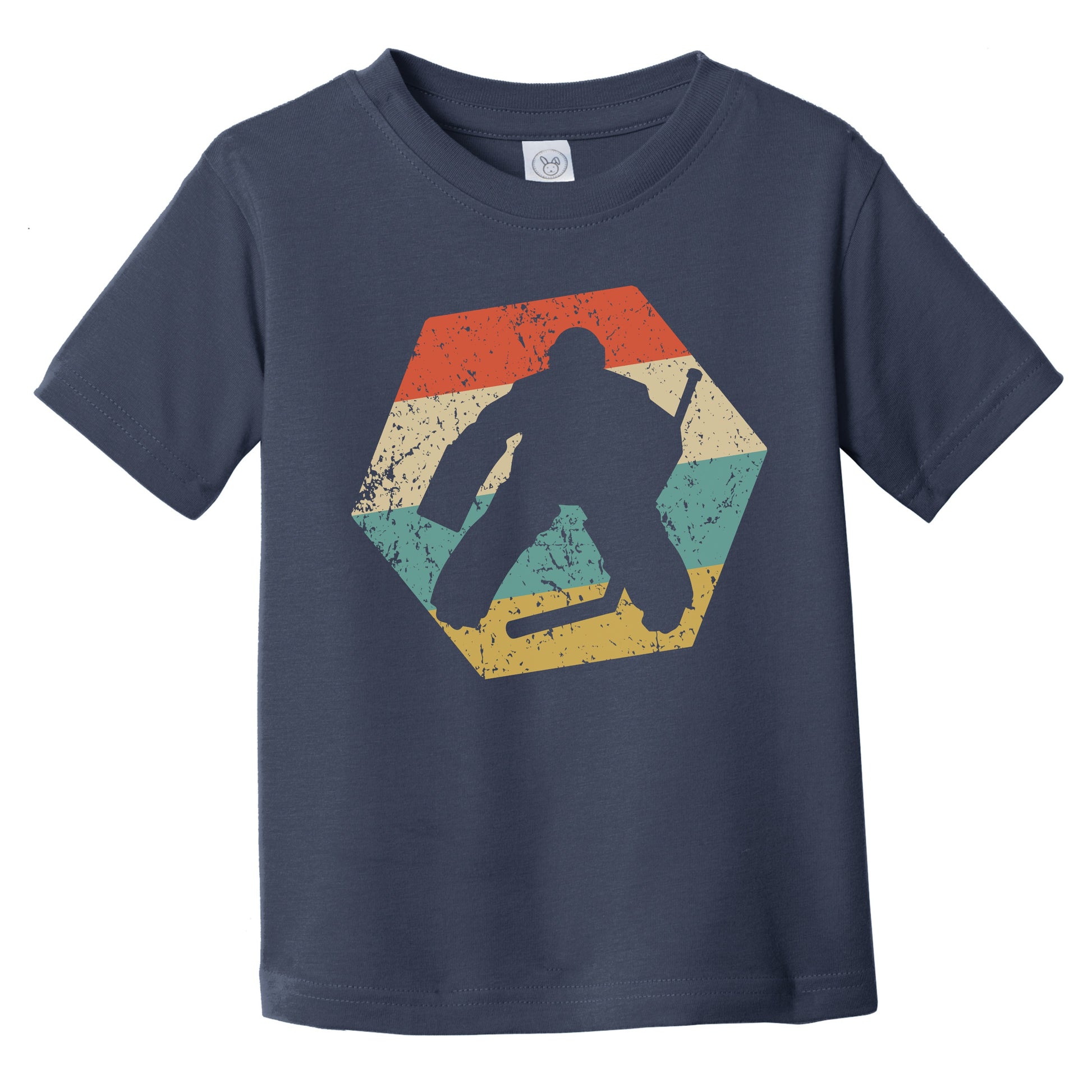 Goalie Retro Distressed Hexagon Hockey Infant Toddler T-Shirt