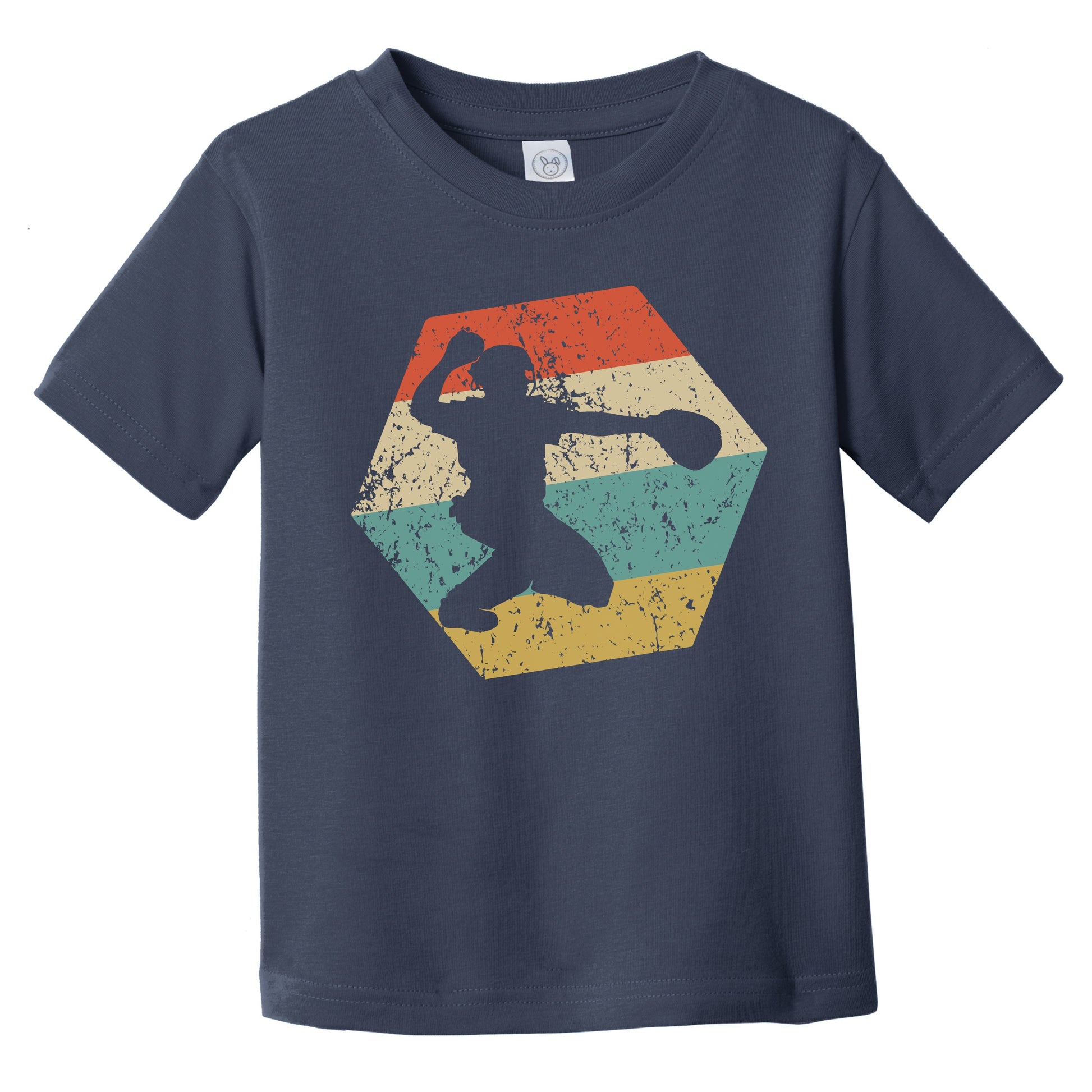 Catcher Retro Distressed Hexagon Baseball Infant Toddler T-Shirt