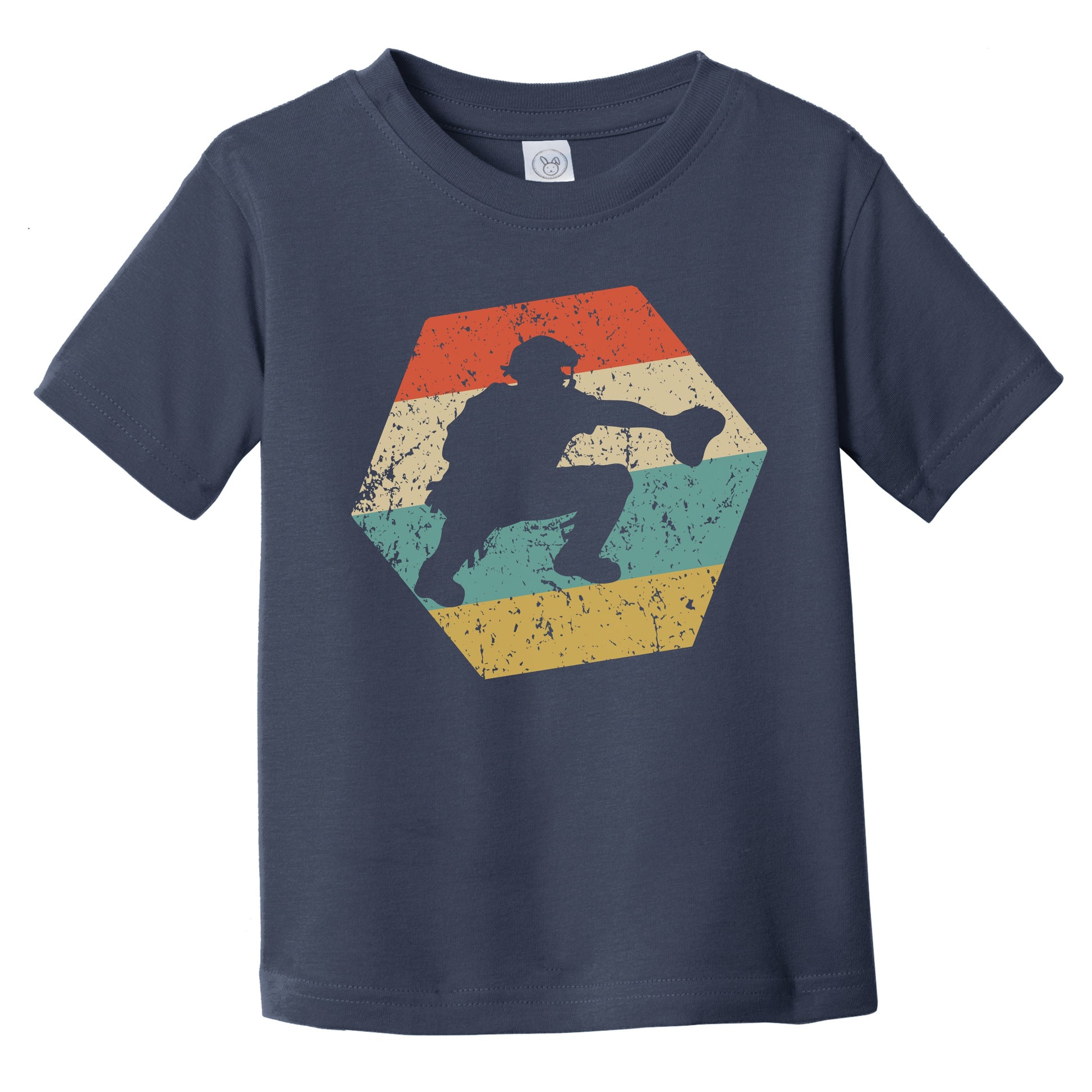 Baseball Player Retro Distressed Hexagon Catcher Infant Toddler T-Shirt