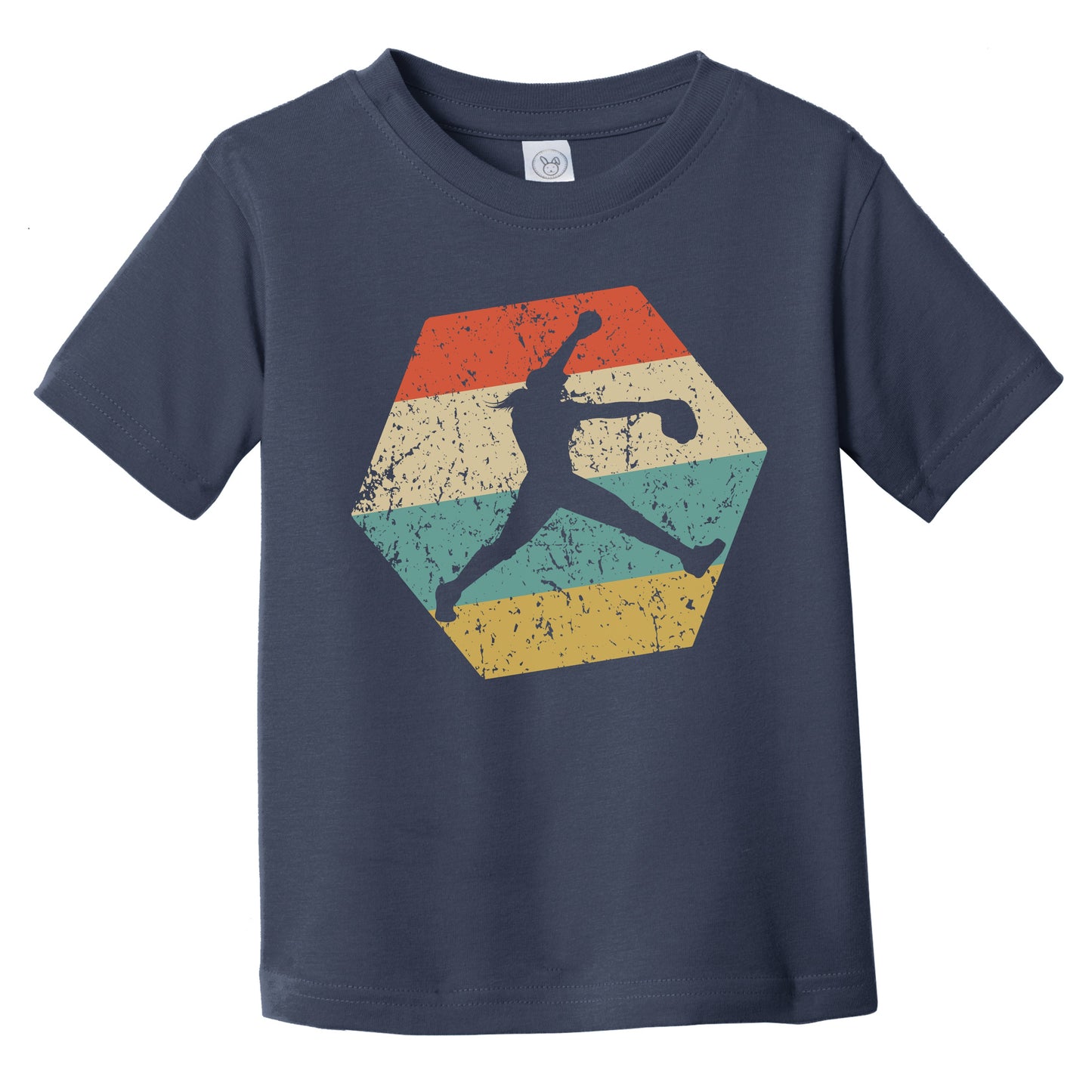 Fast Pitch Softball Retro Distressed Hexagon Pitcher Infant Toddler T-Shirt