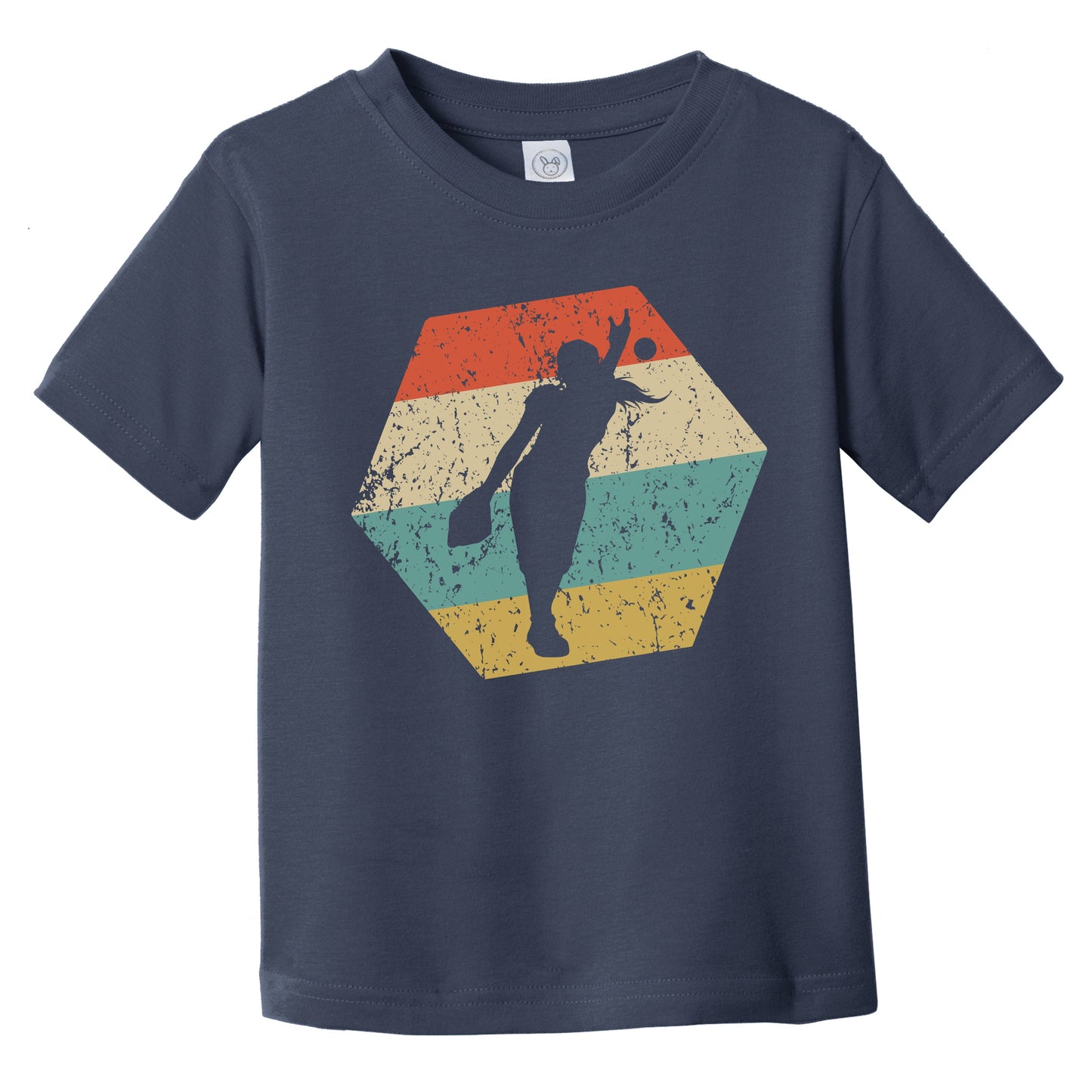 Softball Pitcher Retro Distressed Hexagon Softball Infant Toddler T-Shirt