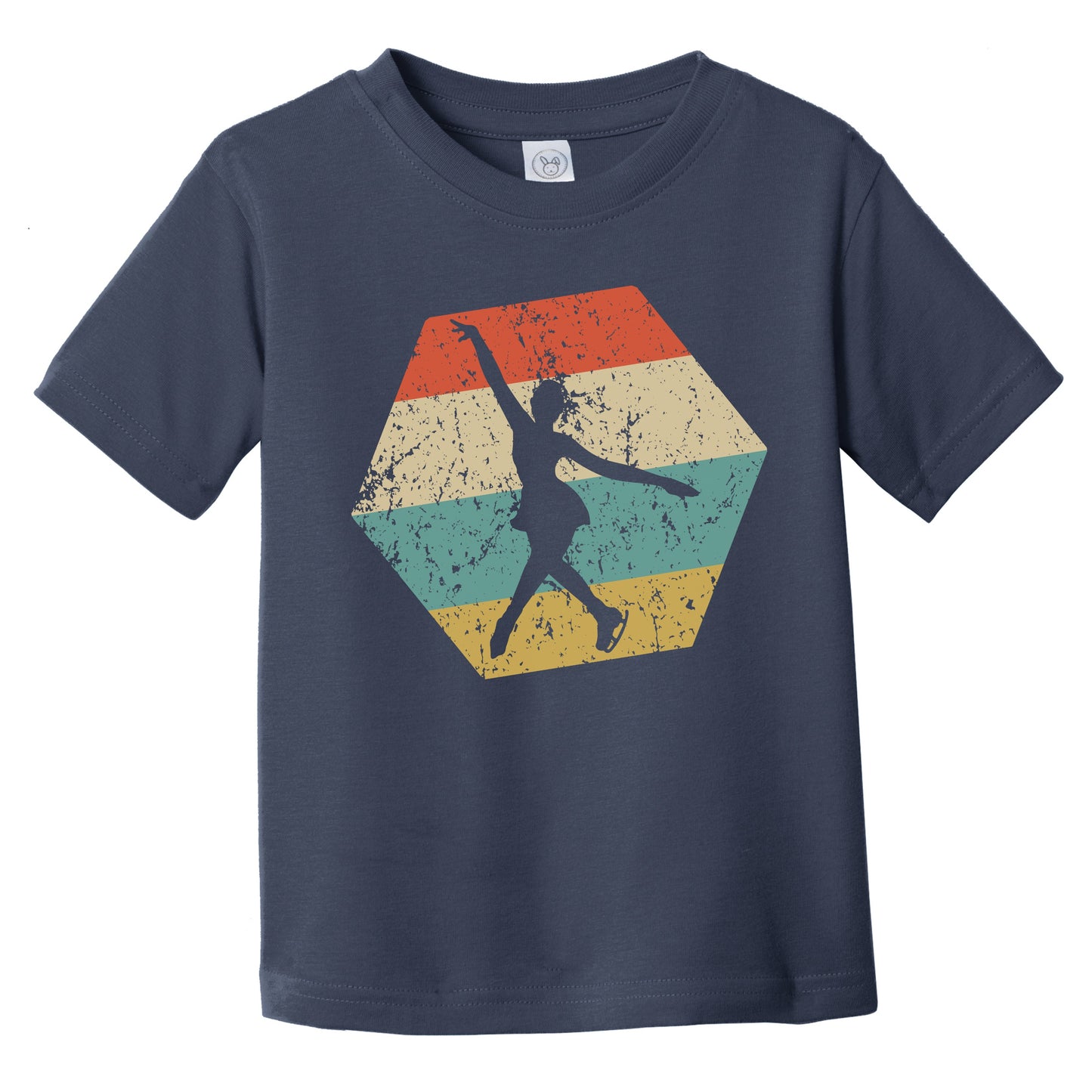 Figure Skating Retro Distressed Hexagon Female Figure Skater Infant Toddler T-Shirt