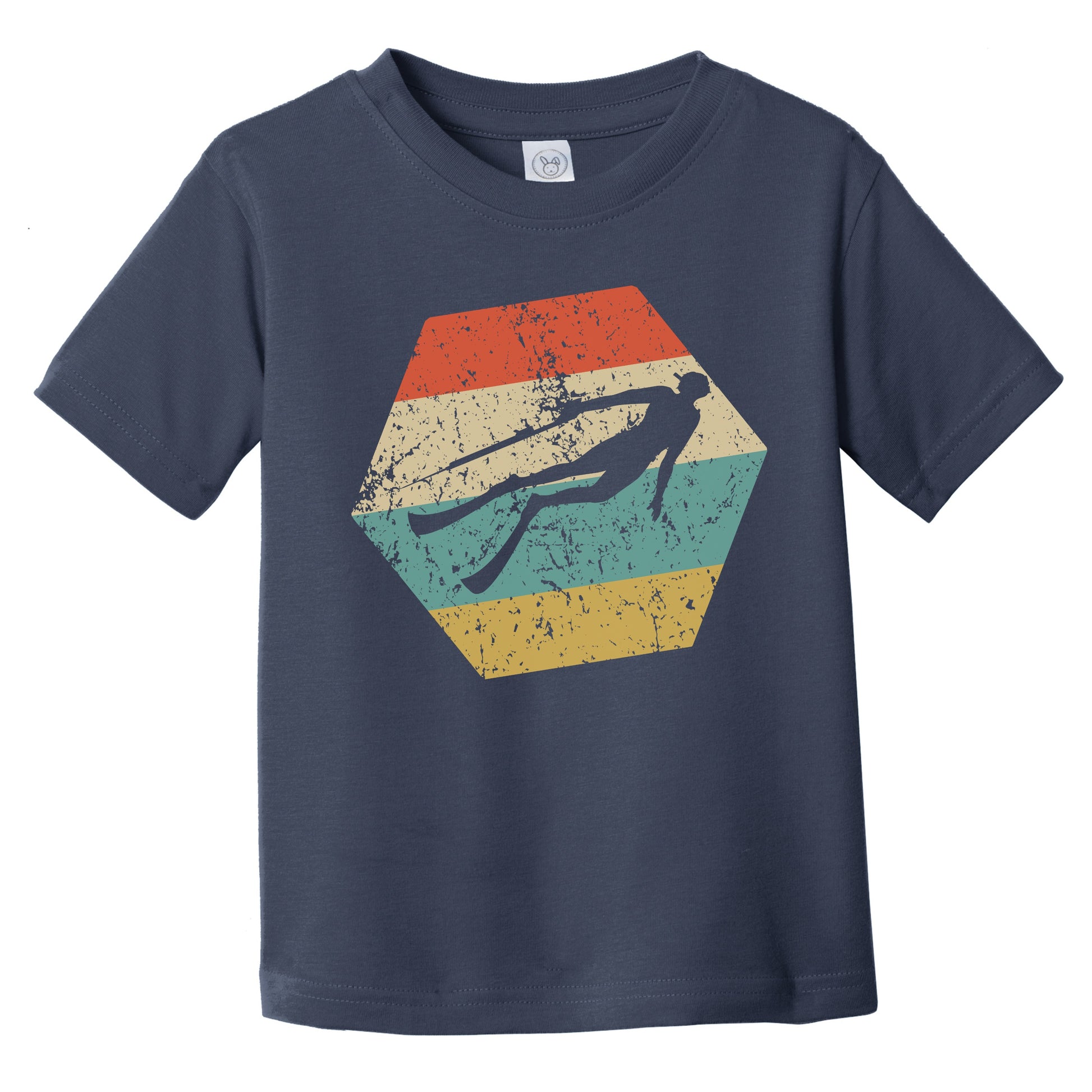 Spearfisherman Retro Distressed Hexagon Spearfishing Infant Toddler T-Shirt