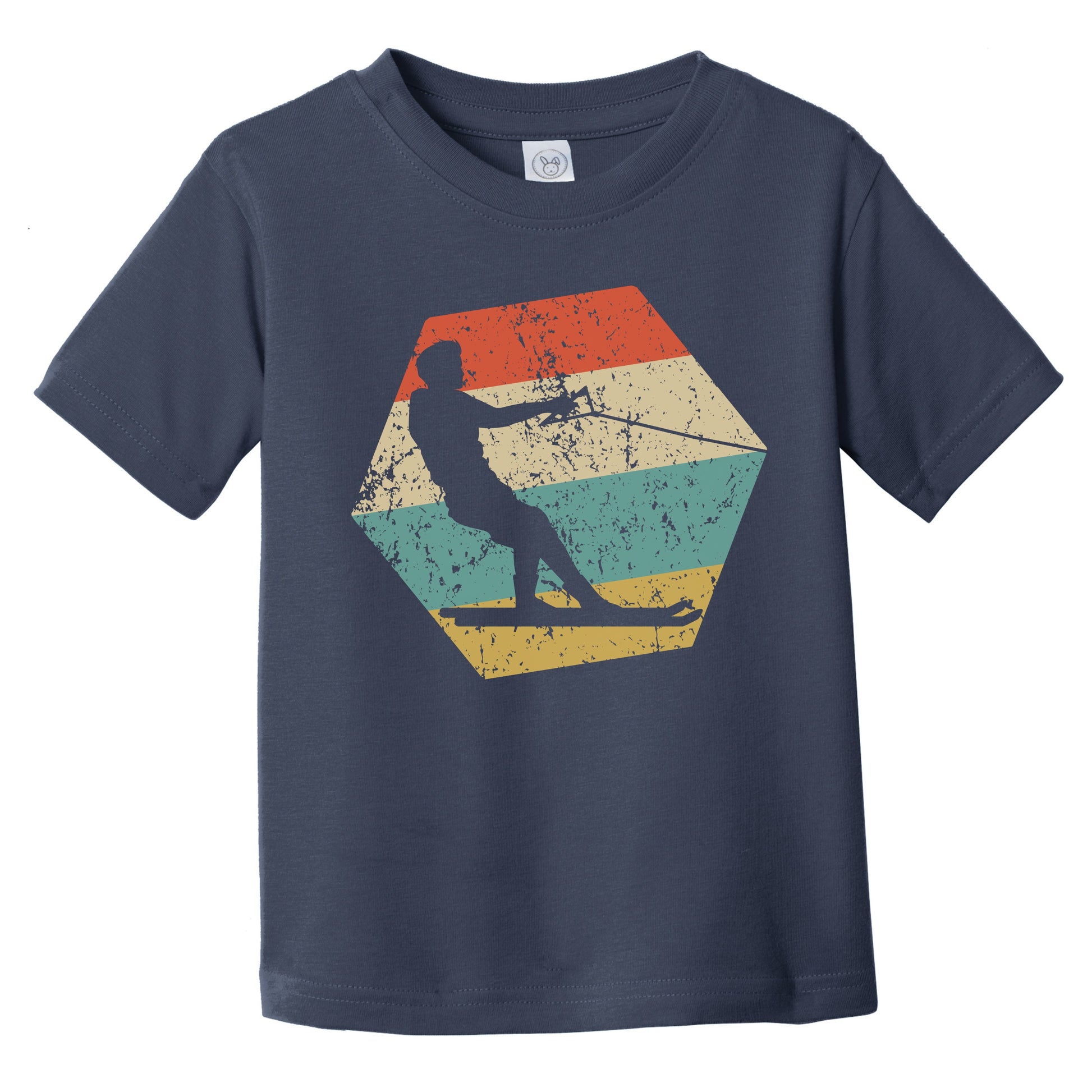 Waterskier Retro Distressed Hexagon Waterskiing Infant Toddler T-Shirt