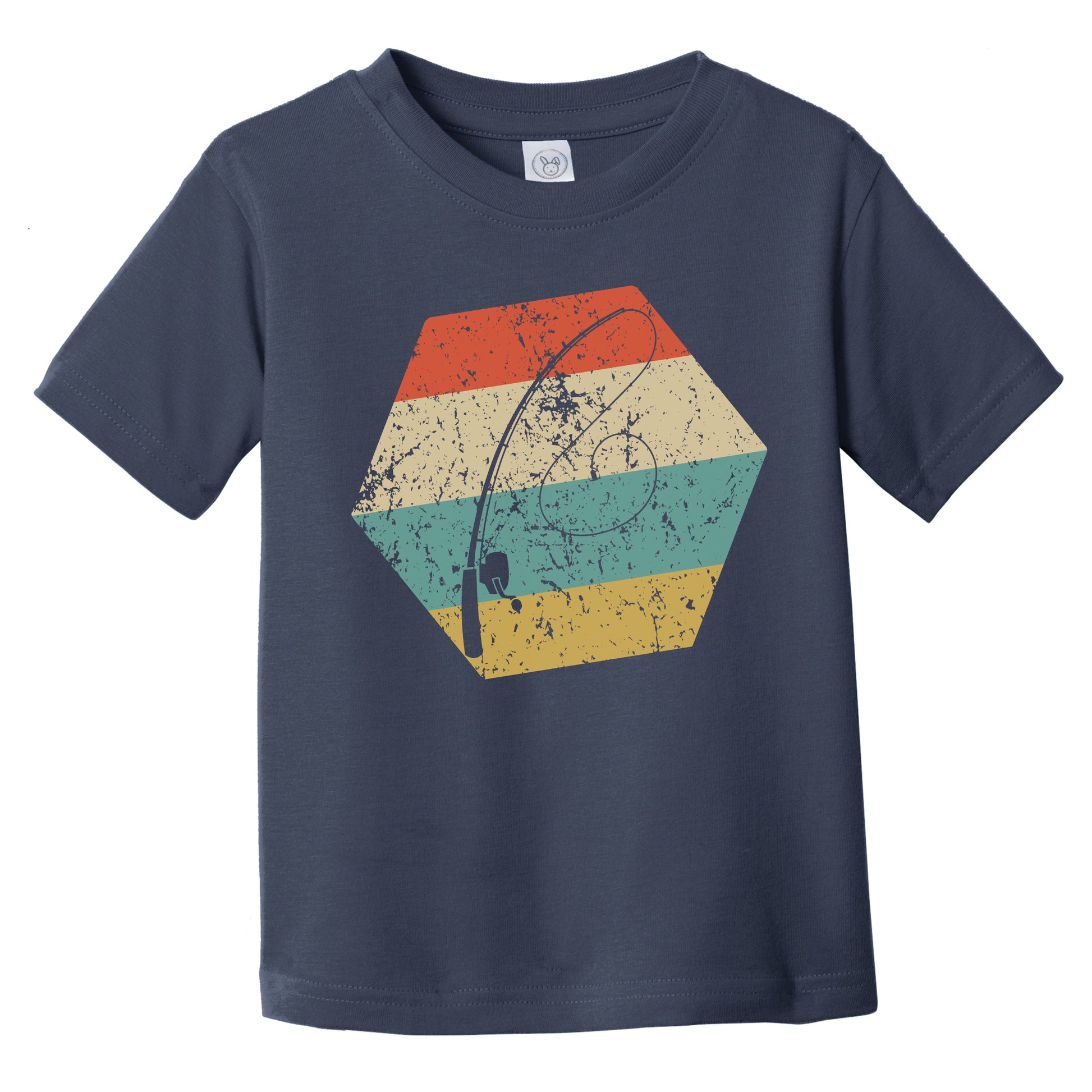 Fishing Pole Retro Distressed Hexagon Fisherman Infant Toddler T-Shirt
