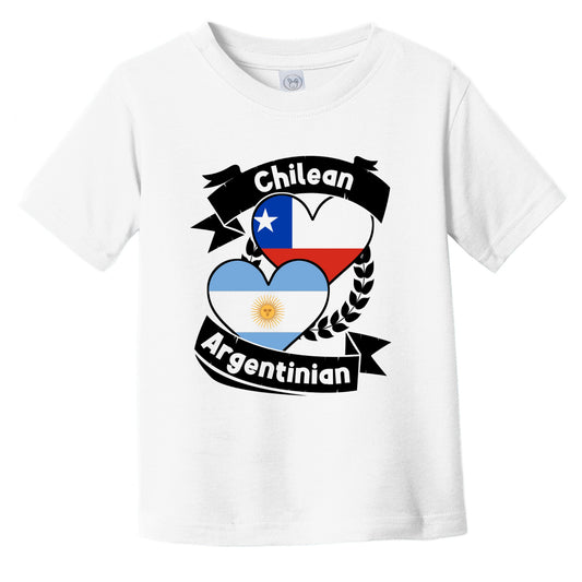 Chilean Argentinian Heart Flags Chile Argentina Infant Toddler T-Shirt