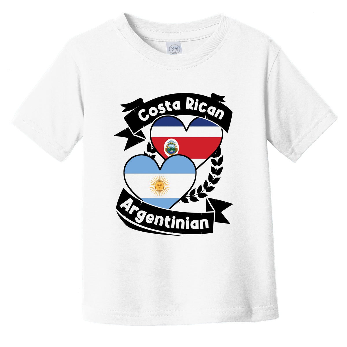 Costa Rican Argentinian Heart Flags Costa Rica Argentina Infant Toddler T-Shirt