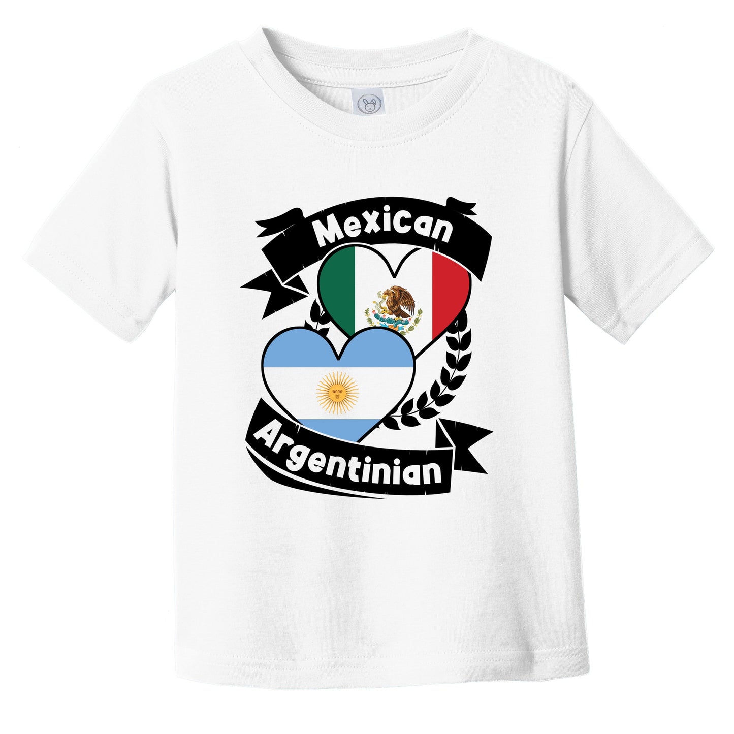 Mexican Argentinian Heart Flags Mexico Argentina Infant Toddler T-Shirt