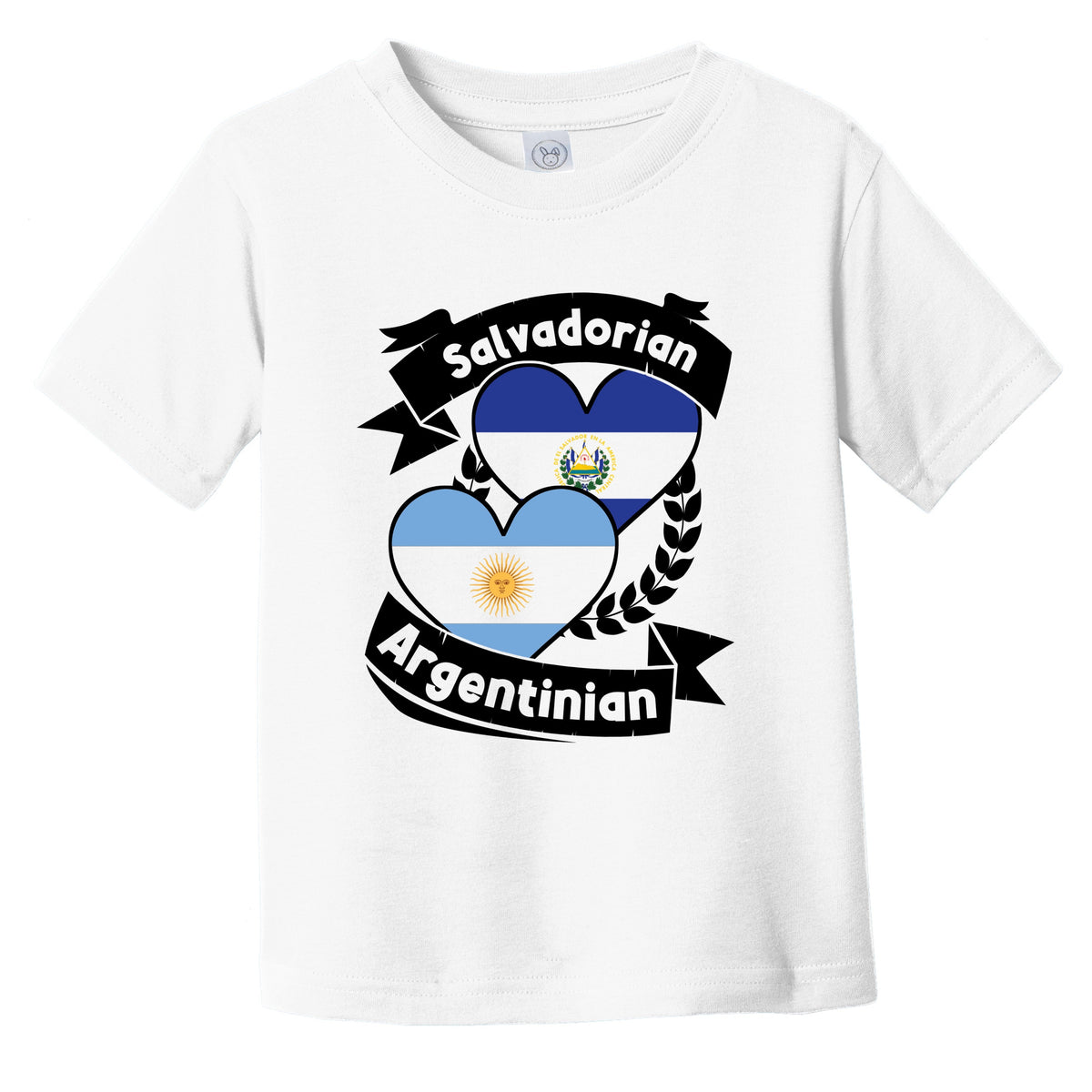 Salvadorian Argentinian Heart Flags El Salvador Argentina Infant Toddler T-Shirt