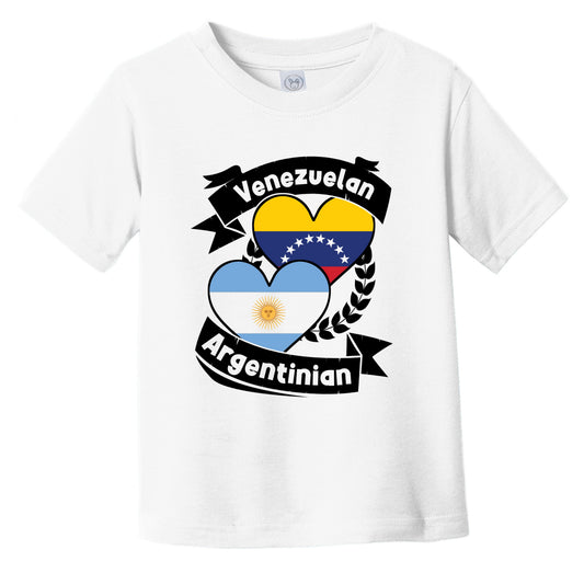 Venezuelan Argentinian Heart Flags Venezuela Argentina Infant Toddler T-Shirt
