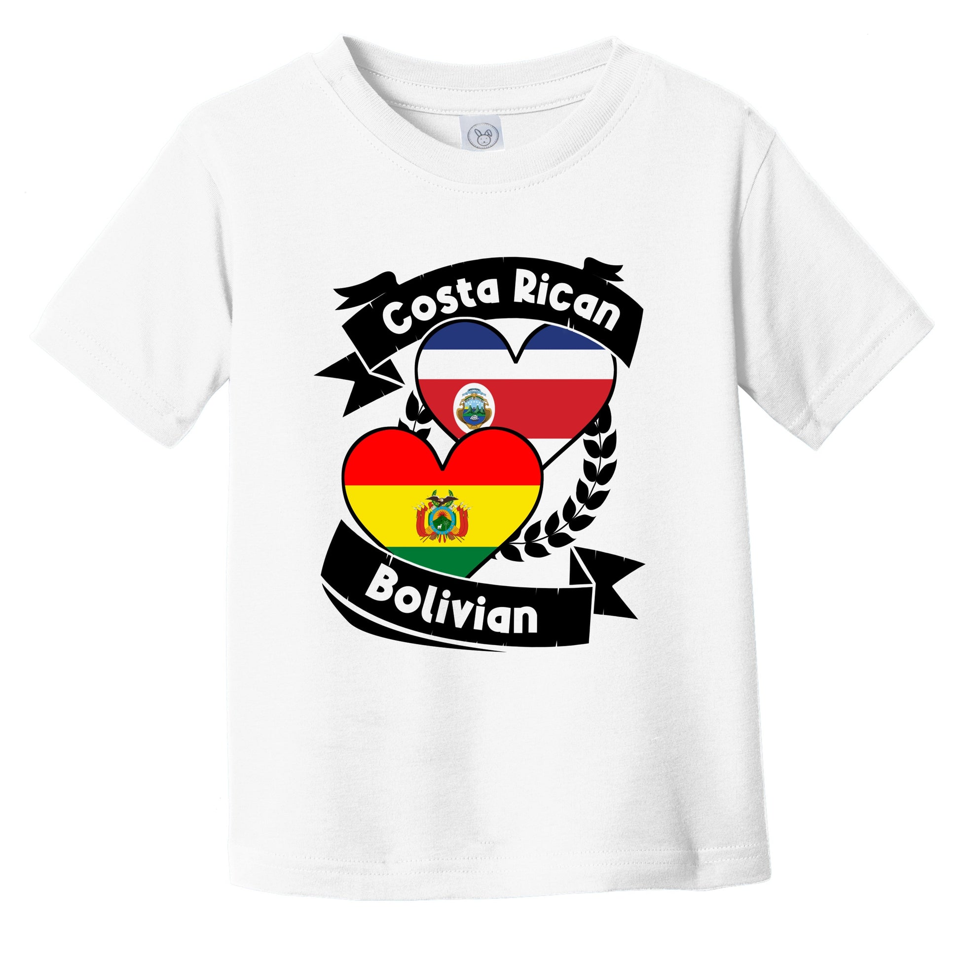 Costa Rican Bolivian Heart Flags Costa Rica Bolivia Infant Toddler T-Shirt