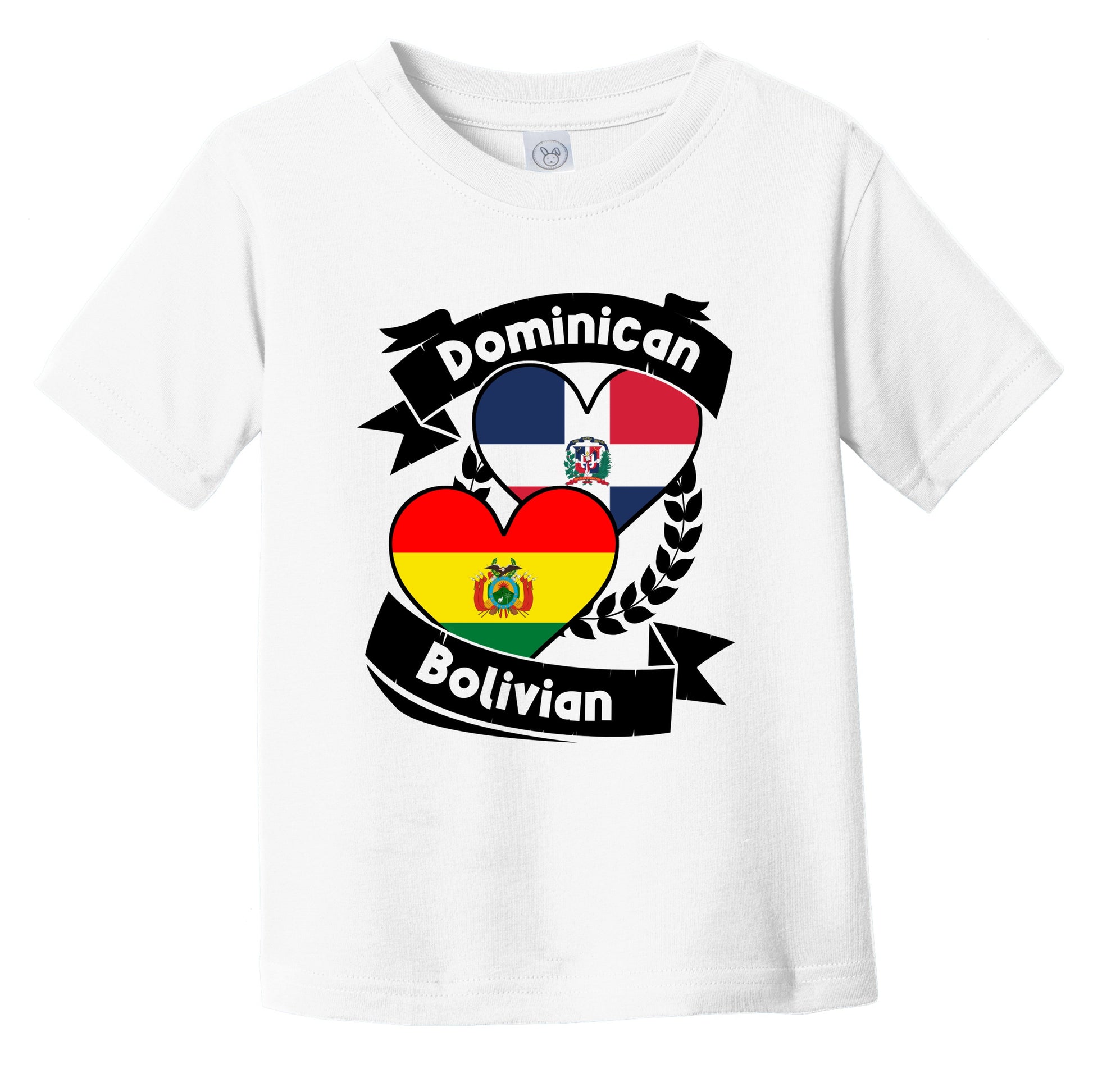 Dominican Bolivian Heart Flags Dominican Republic Bolivia Infant Toddler T-Shirt