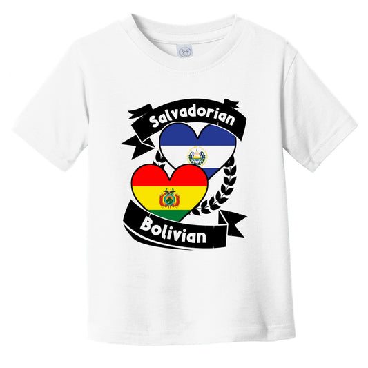 Salvadorian Bolivian Heart Flags El Salvador Bolivia Infant Toddler T-Shirt