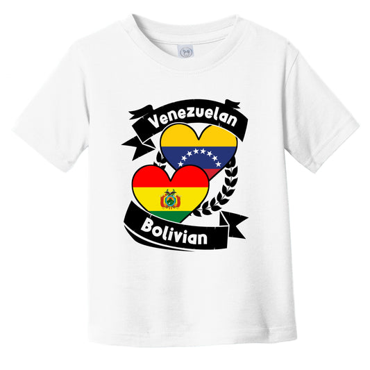 Venezuelan Bolivian Heart Flags Venezuela Bolivia Infant Toddler T-Shirt