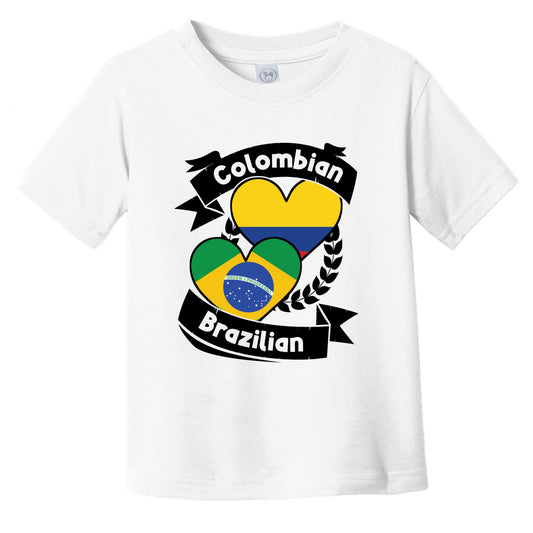 Colombian Brazilian Heart Flags Colombia Brazil Infant Toddler T-Shirt