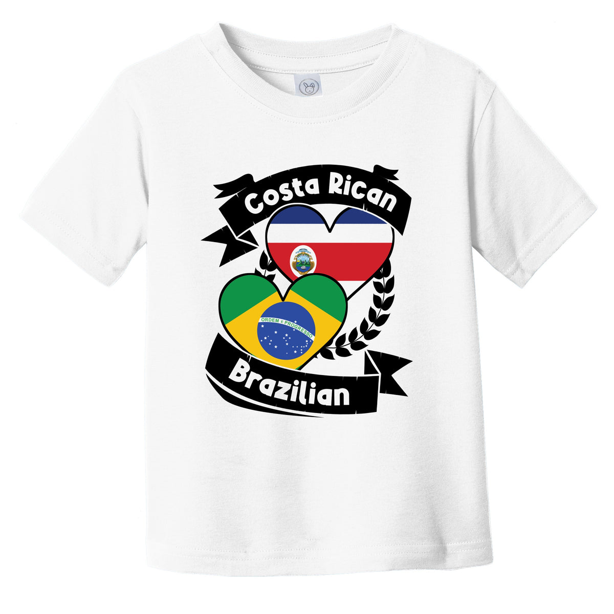 Costa Rican Brazilian Heart Flags Costa Rica Brazil Infant Toddler T-Shirt
