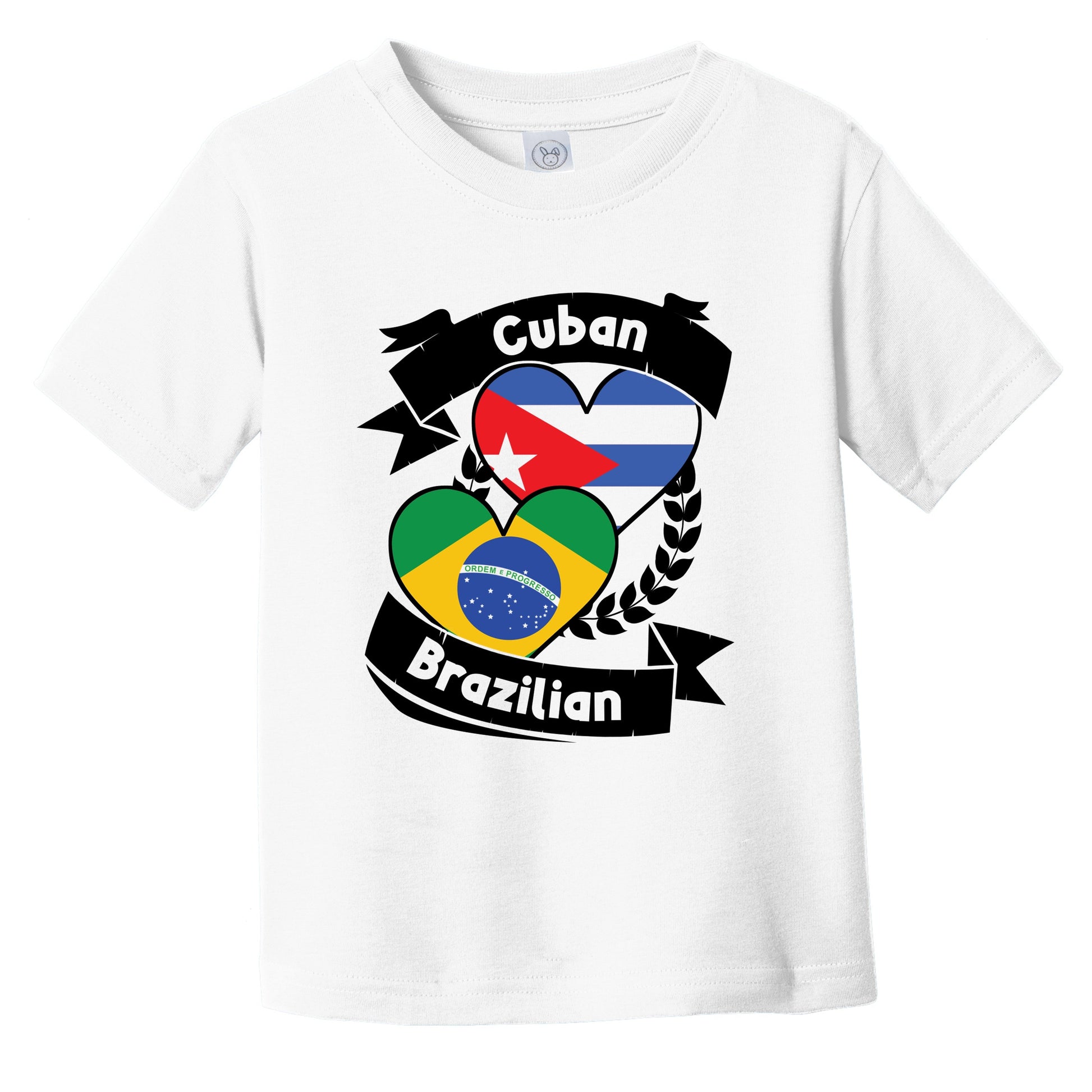 Cuban Brazilian Heart Flags Cuba Brazil Infant Toddler T-Shirt