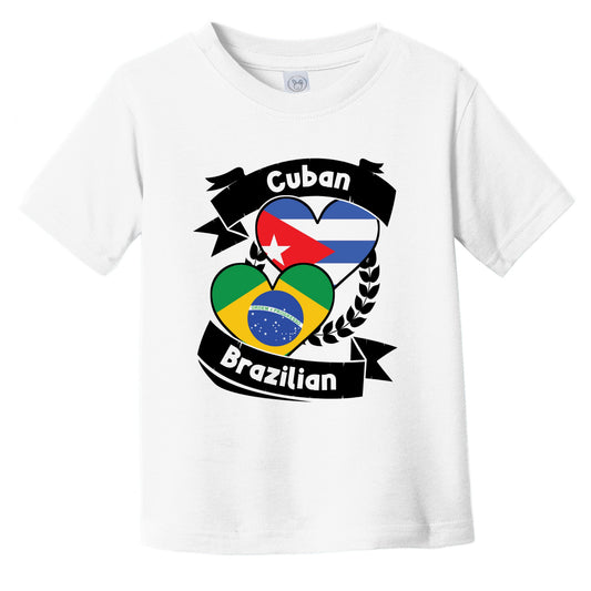 Cuban Brazilian Heart Flags Cuba Brazil Infant Toddler T-Shirt