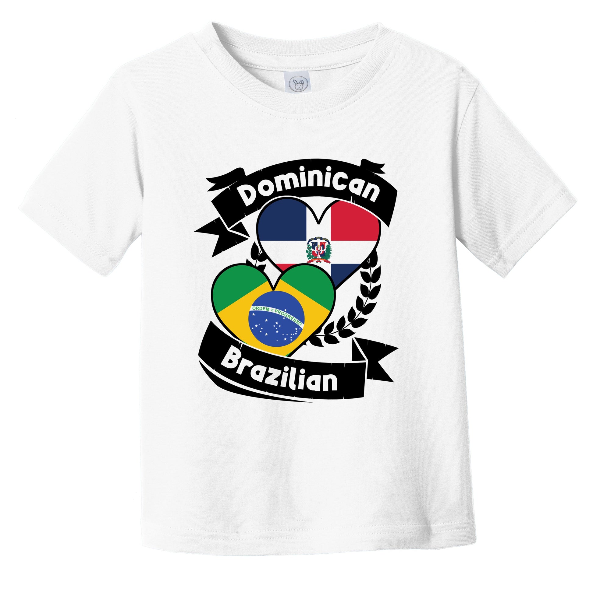 Dominican Brazilian Heart Flags Dominican Republic Brazil Infant Toddler T-Shirt