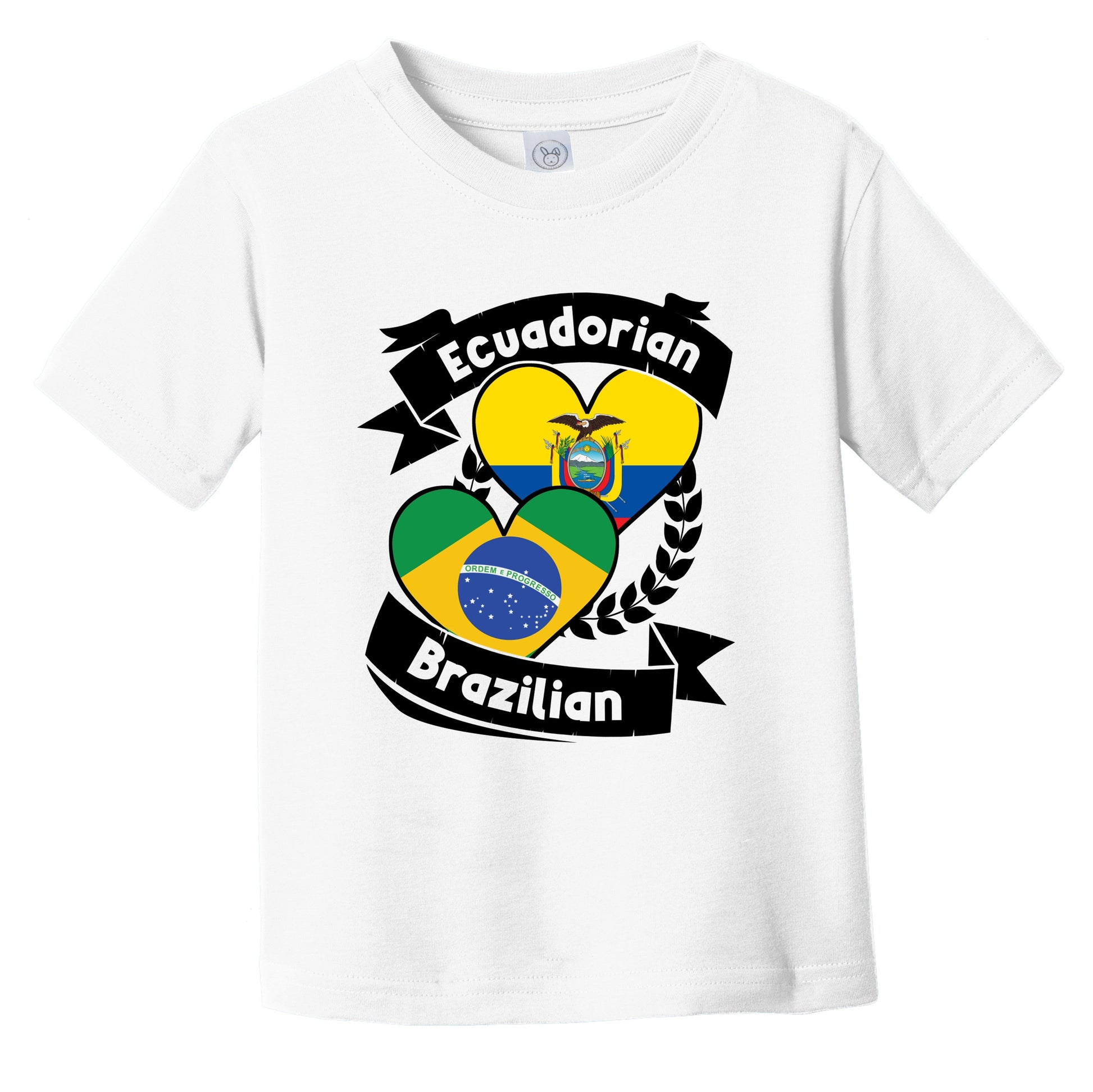 Ecuadorian Brazilian Heart Flags Ecuador Brazil Infant Toddler T-Shirt